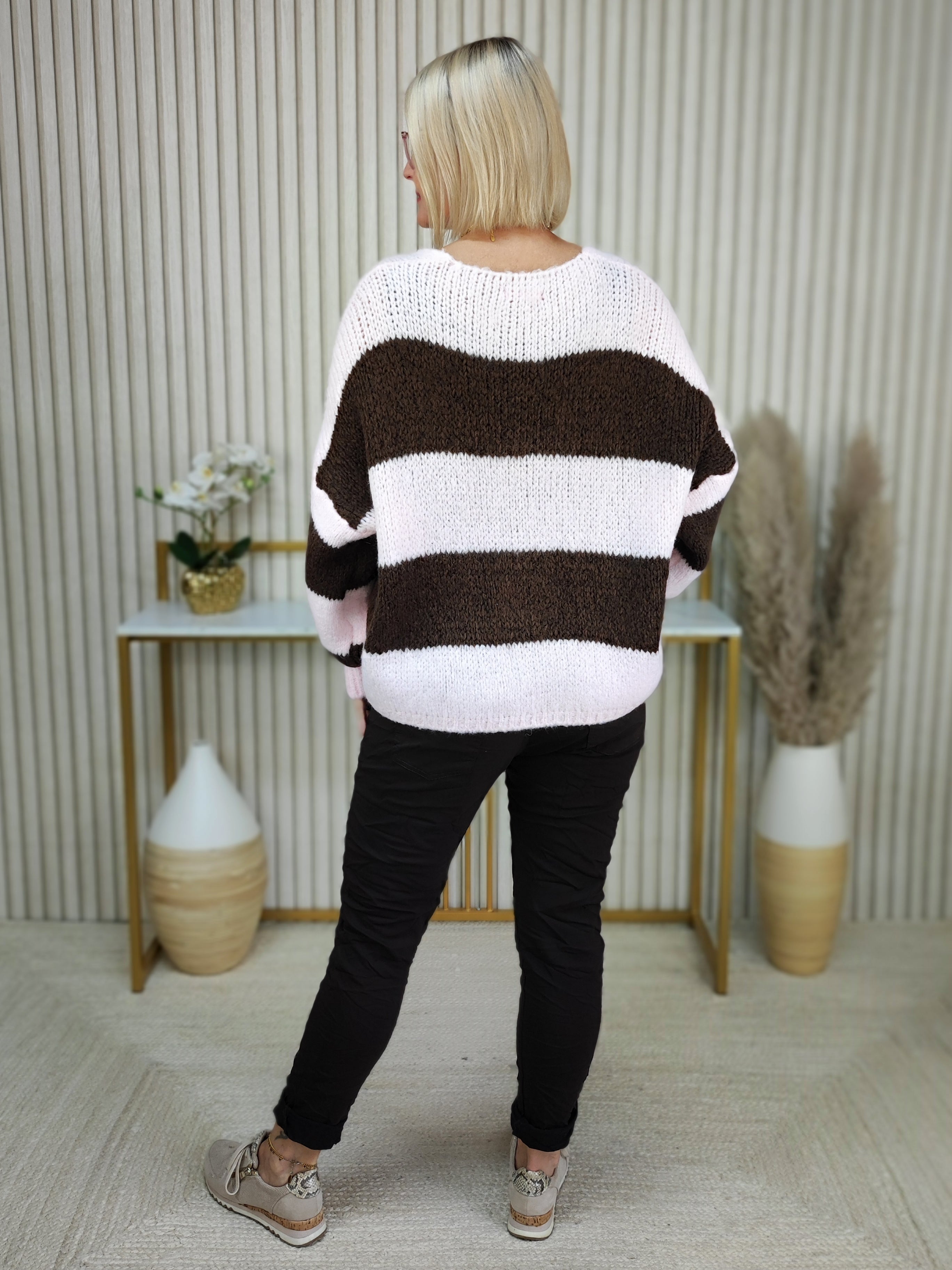 Kuschelige Strickjacke "Jasmin" rosa/schoko (38-42/44)