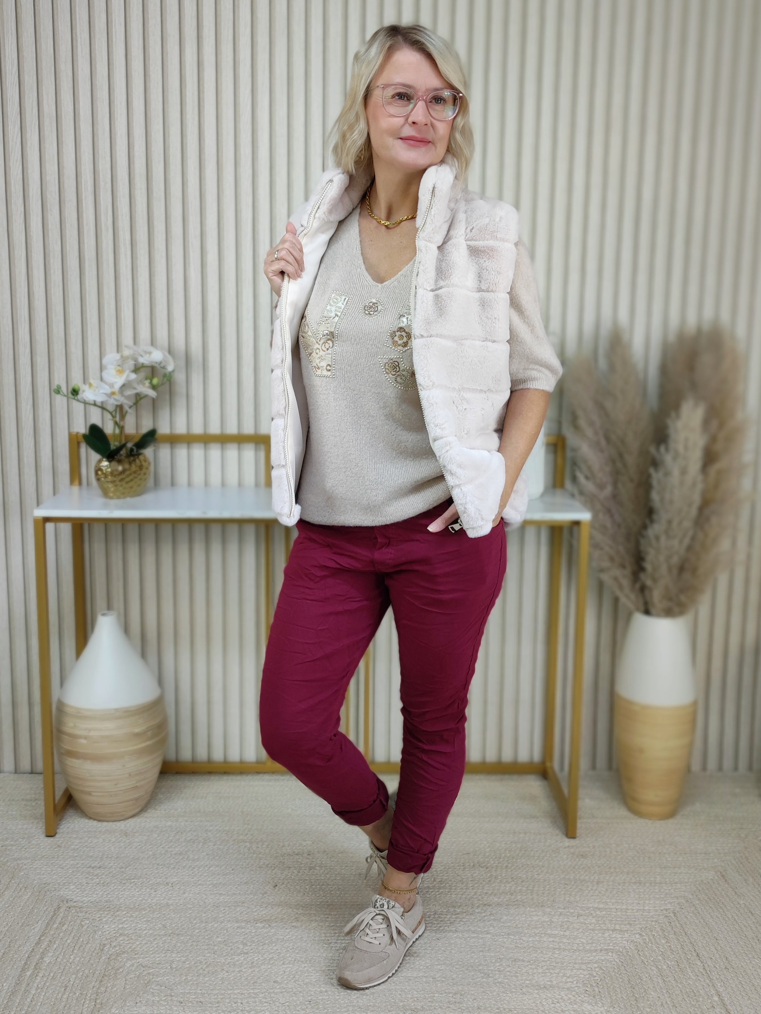 Pulli "No. 5" beige (36-42)