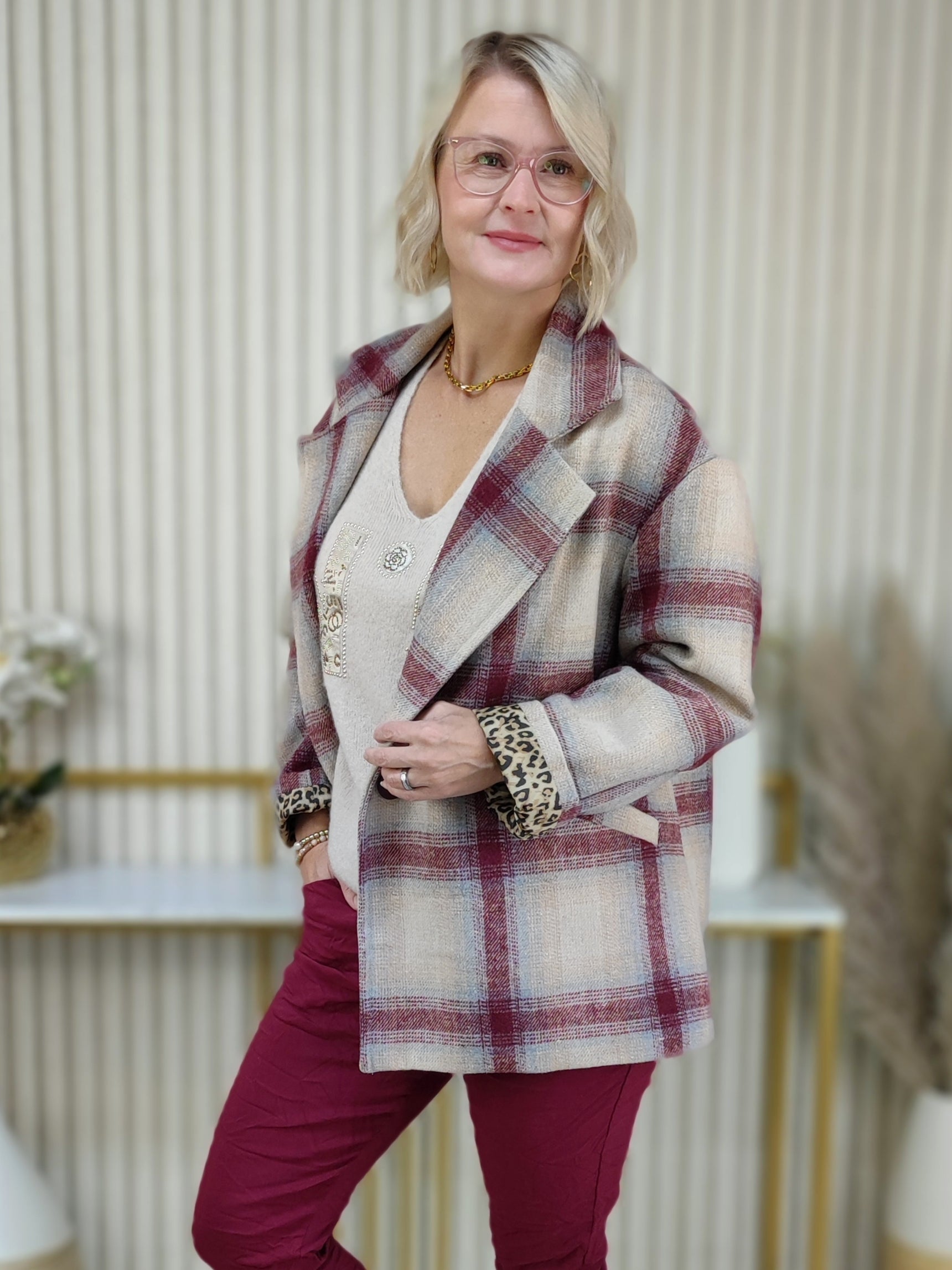 Jacke "Emily" vino/beige (38-44)