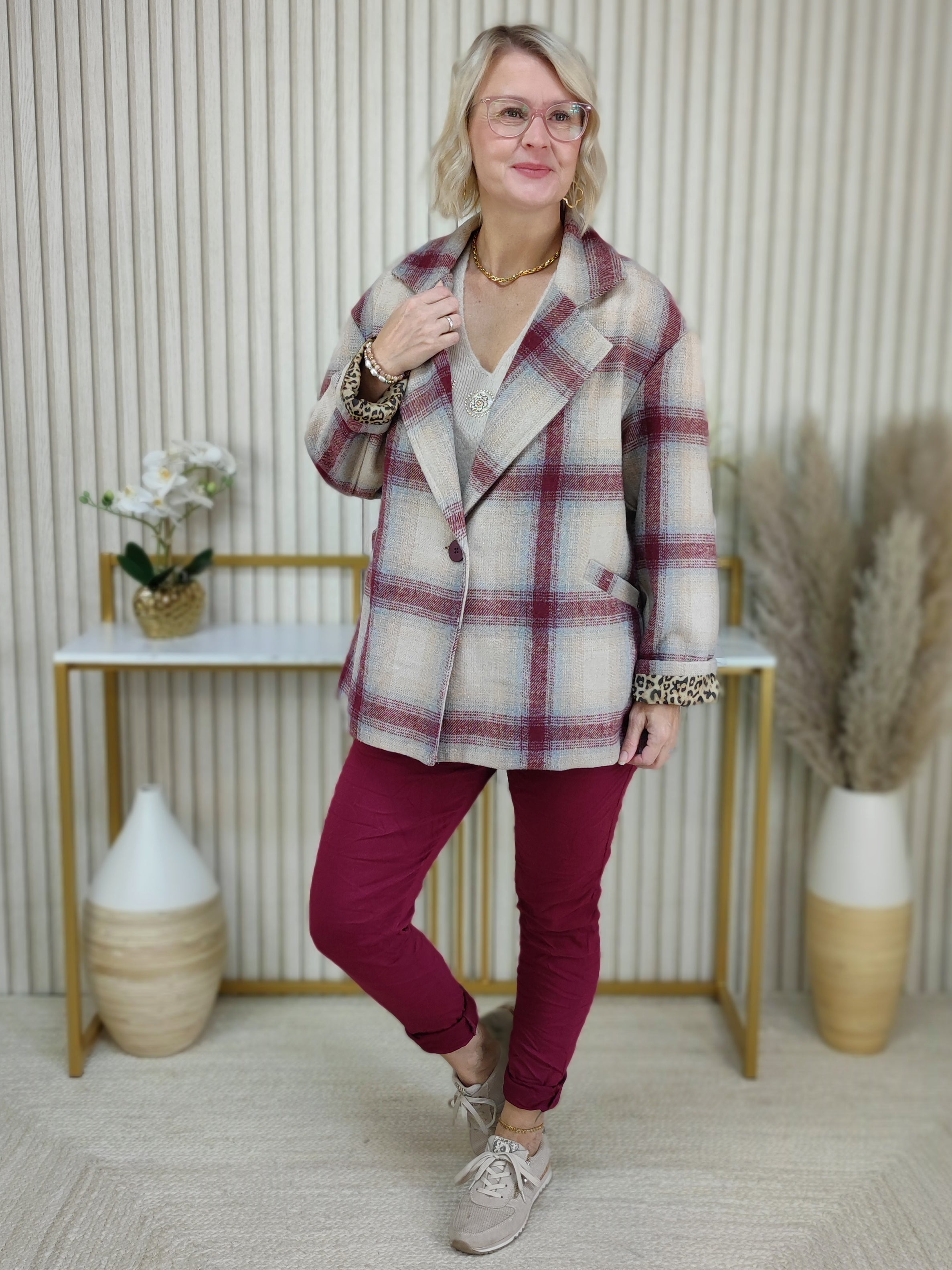 Jacke "Emily" vino/beige (38-44)