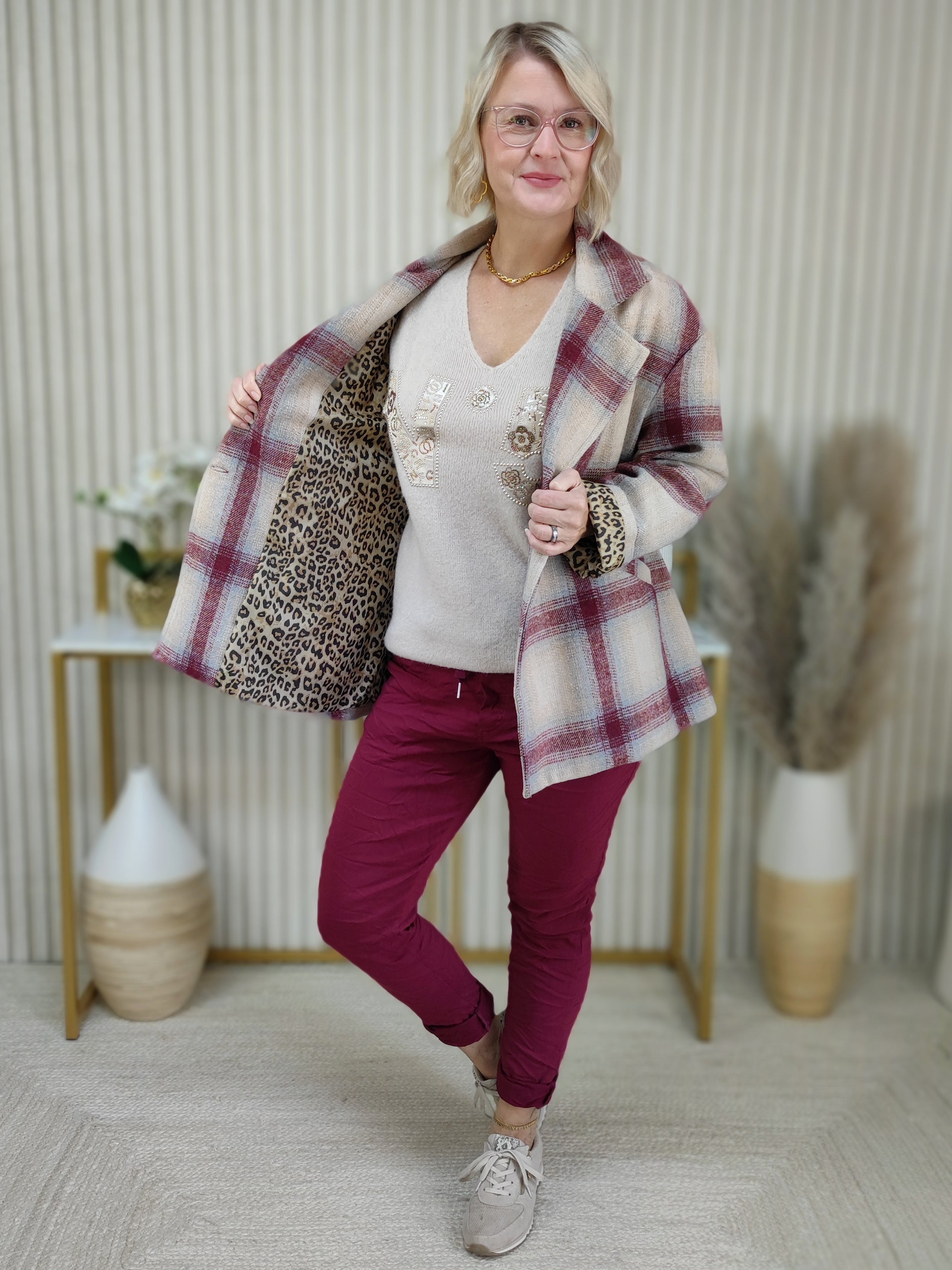 Jacke "Emily" vino/beige (38-44)