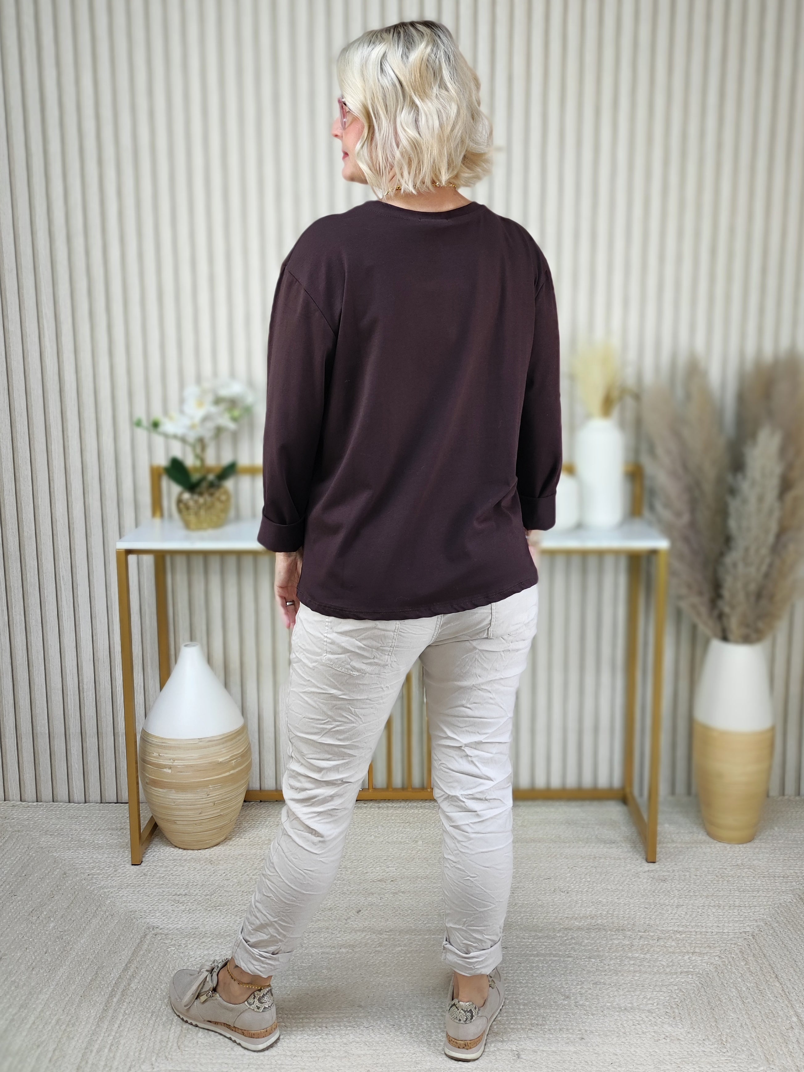 Langarmshirt "Ballon" schoko in 2 Größen (38-42, 44-46/48)