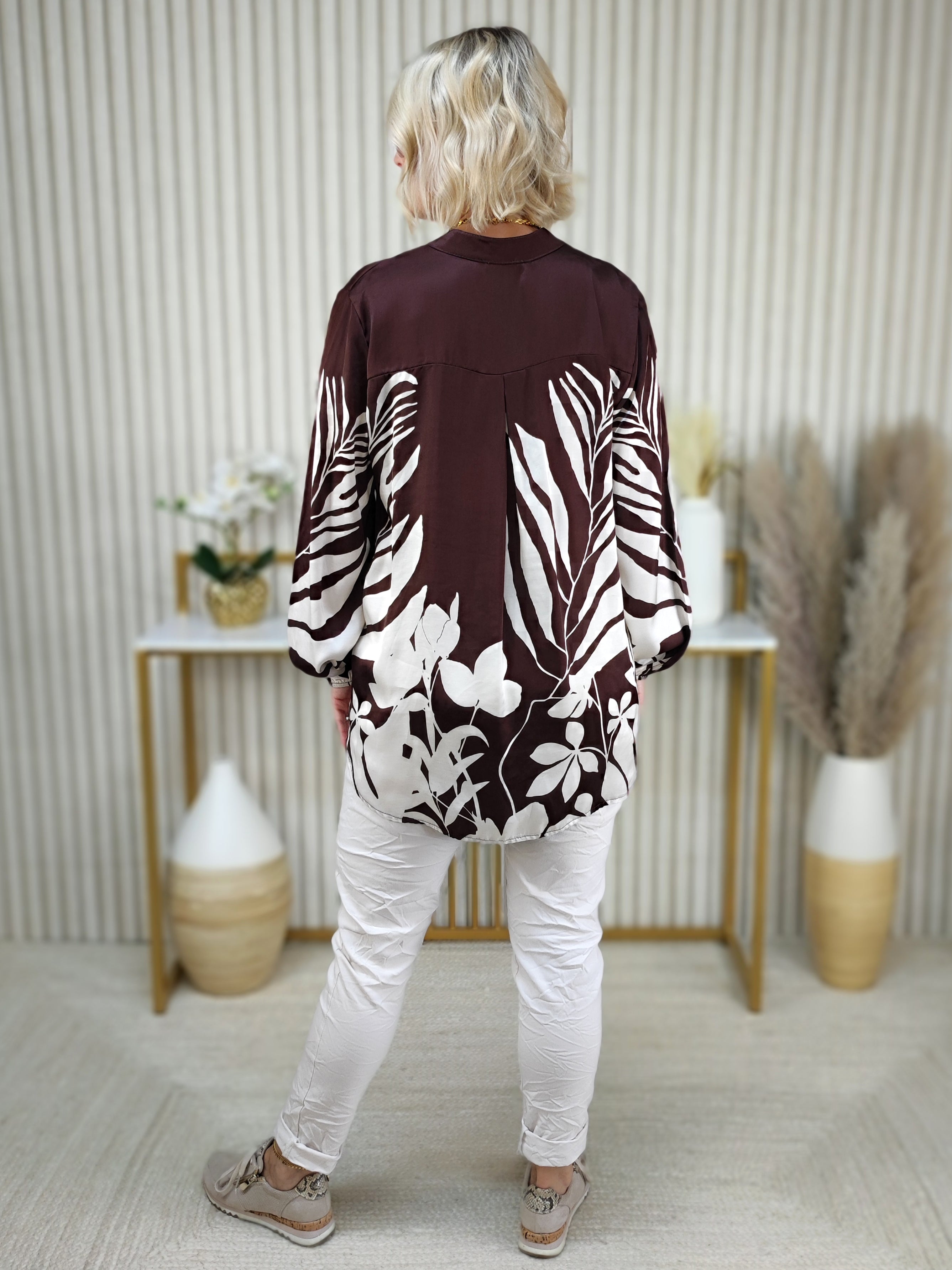 Gemusterte Bluse "Florentina" schoko/beige (36-42)