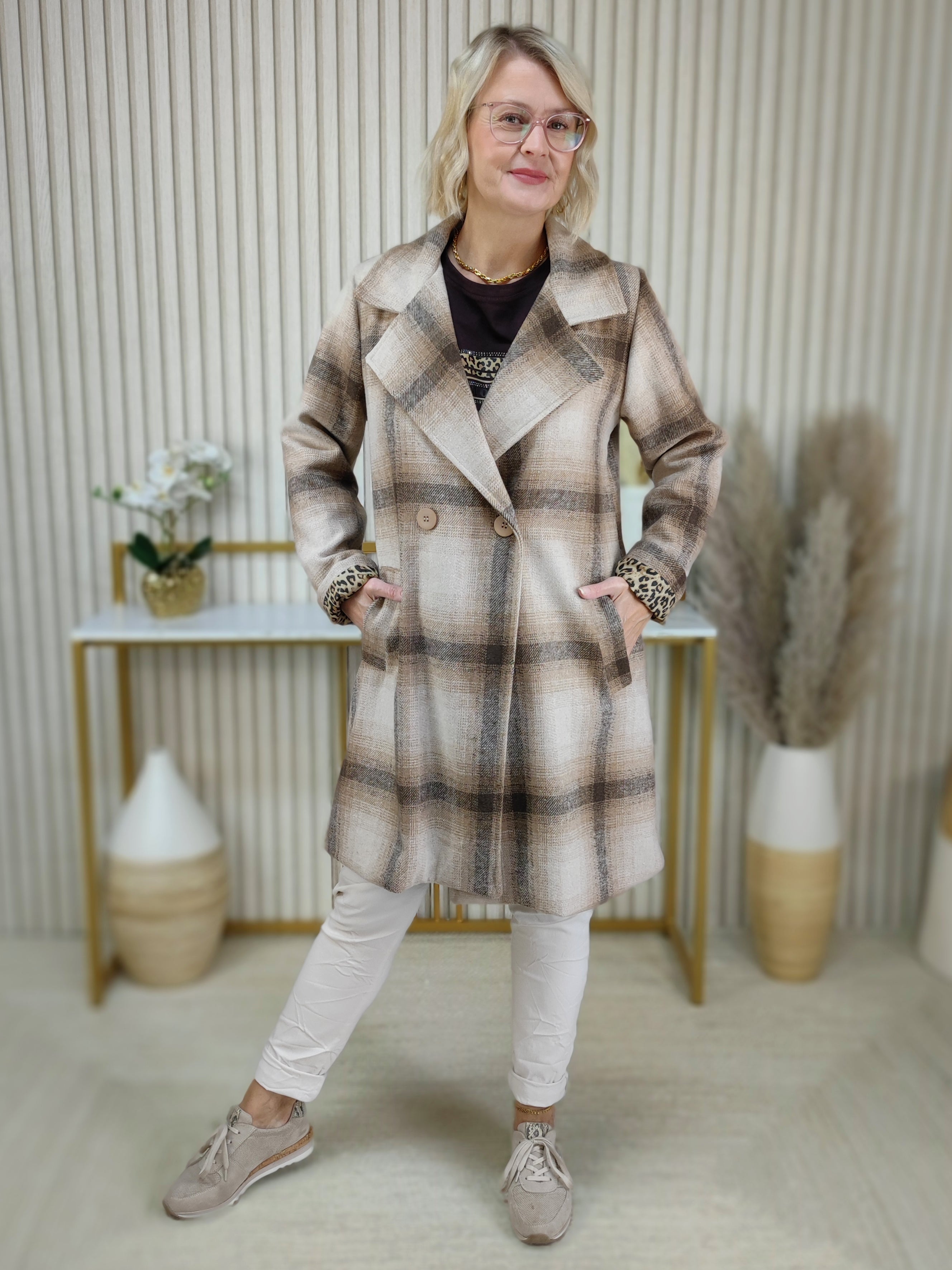 Mantel "Emily" braun/beige (36-40/42)
