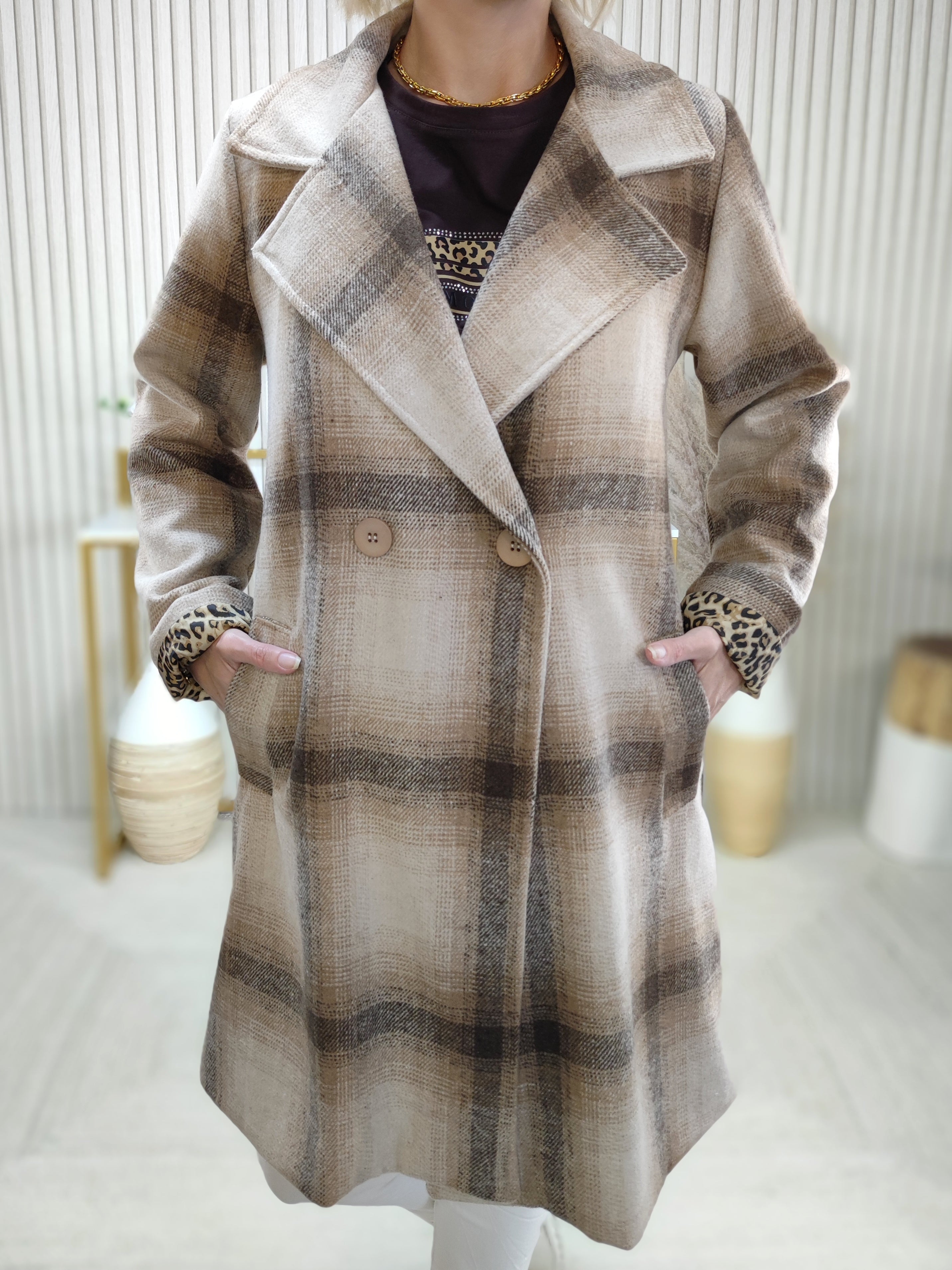 Mantel "Emily" braun/beige (36-40/42)