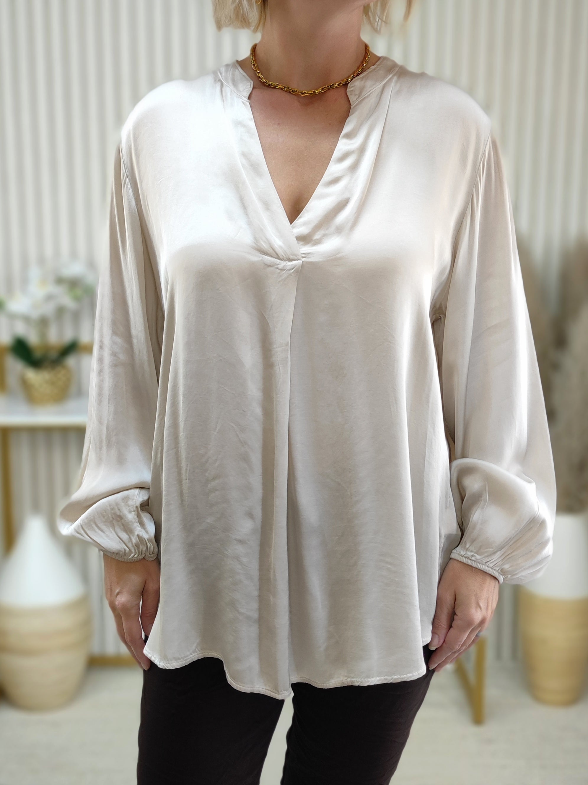 Bluse einfarbig beige (40-44)
