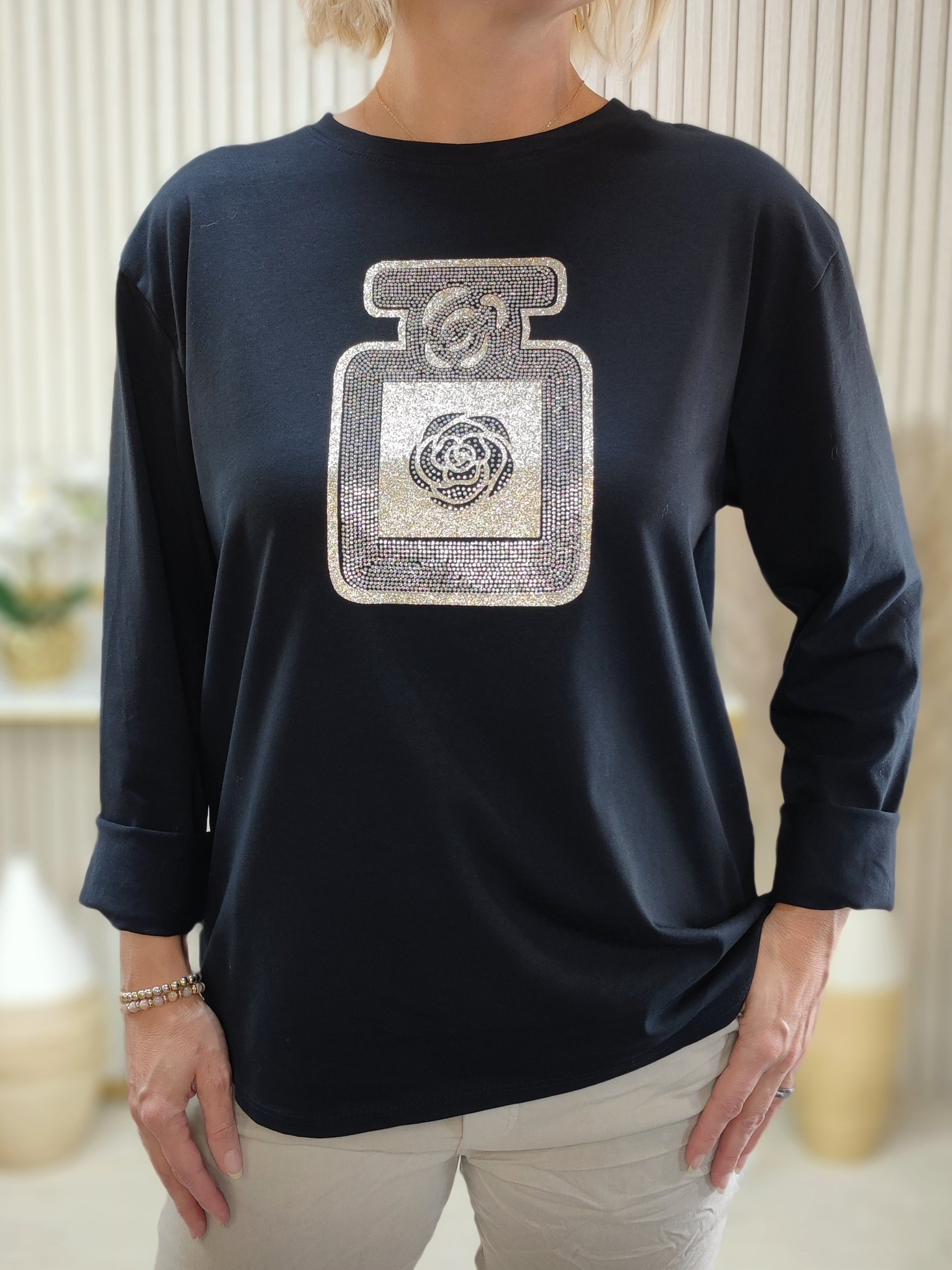 Langarmshirt "Flacon" schwarz in 2 Größen (38-42, 44/46-48)