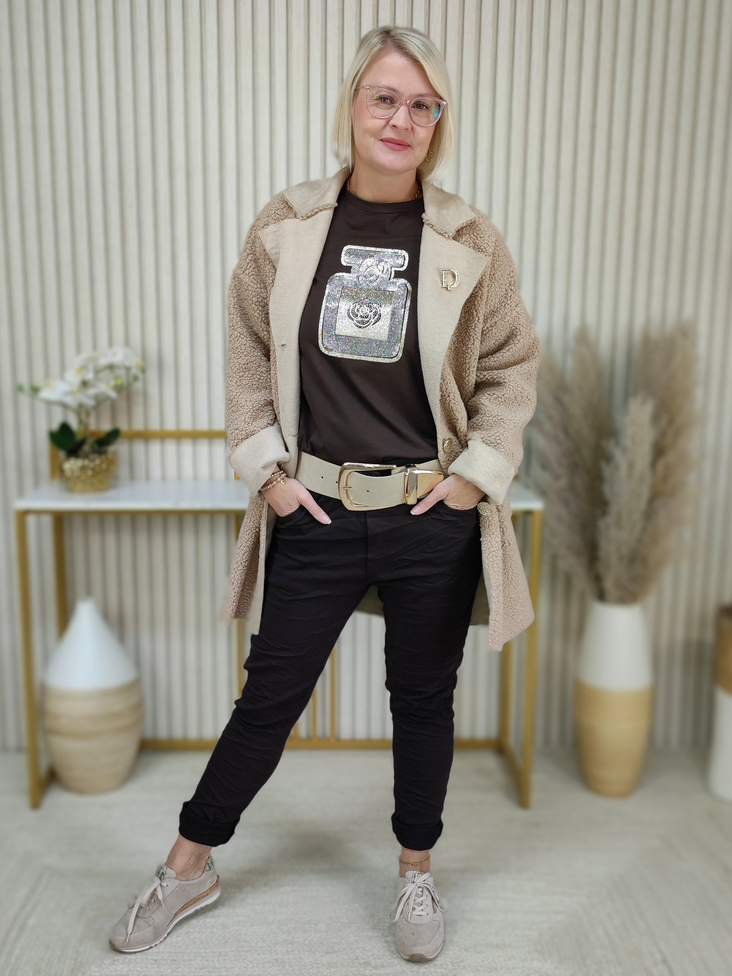 Kurzmantel Boucle/Teddy in camel (38-42/44)