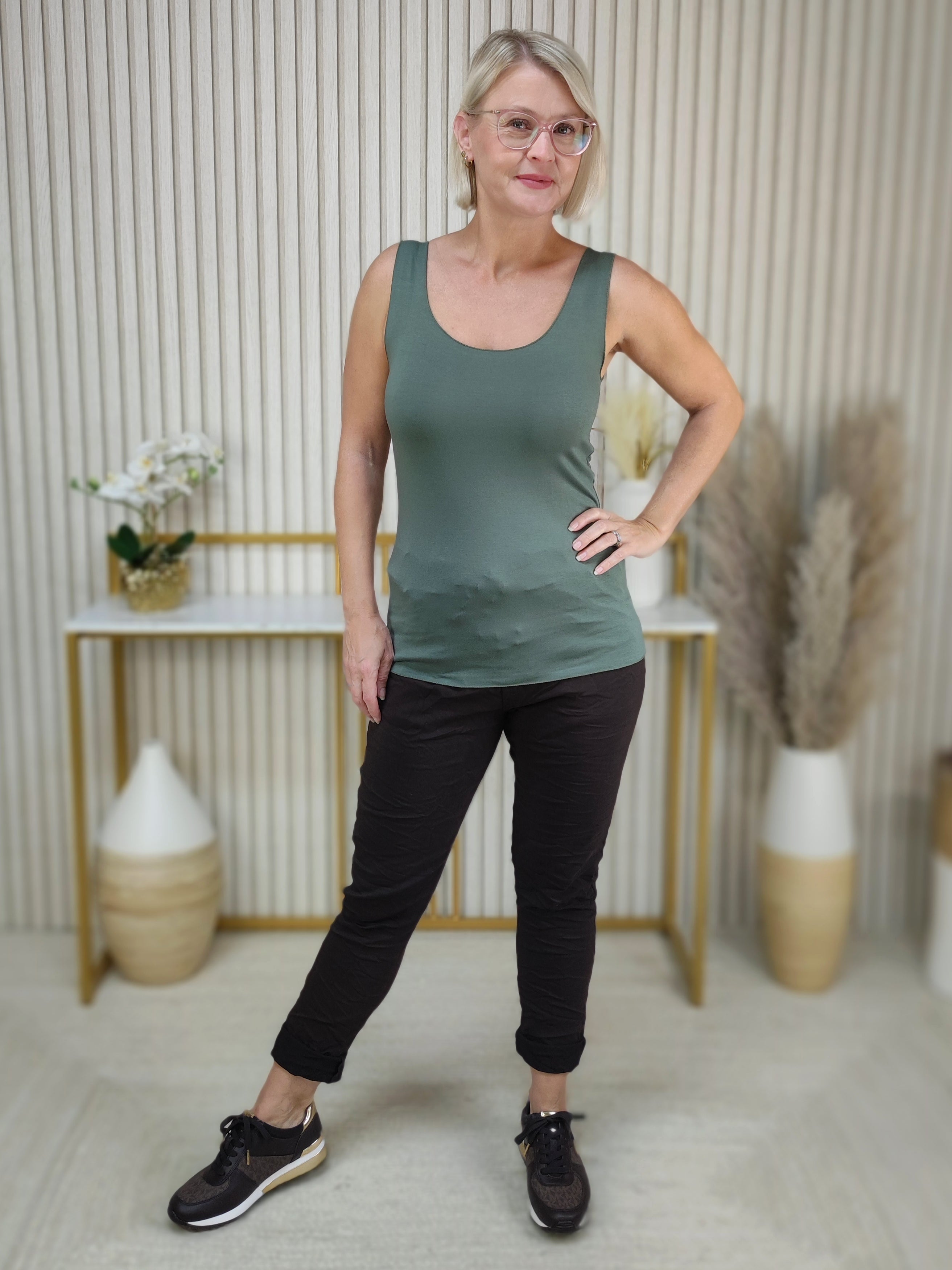 Shirt Top in oliv (36-40/42)
