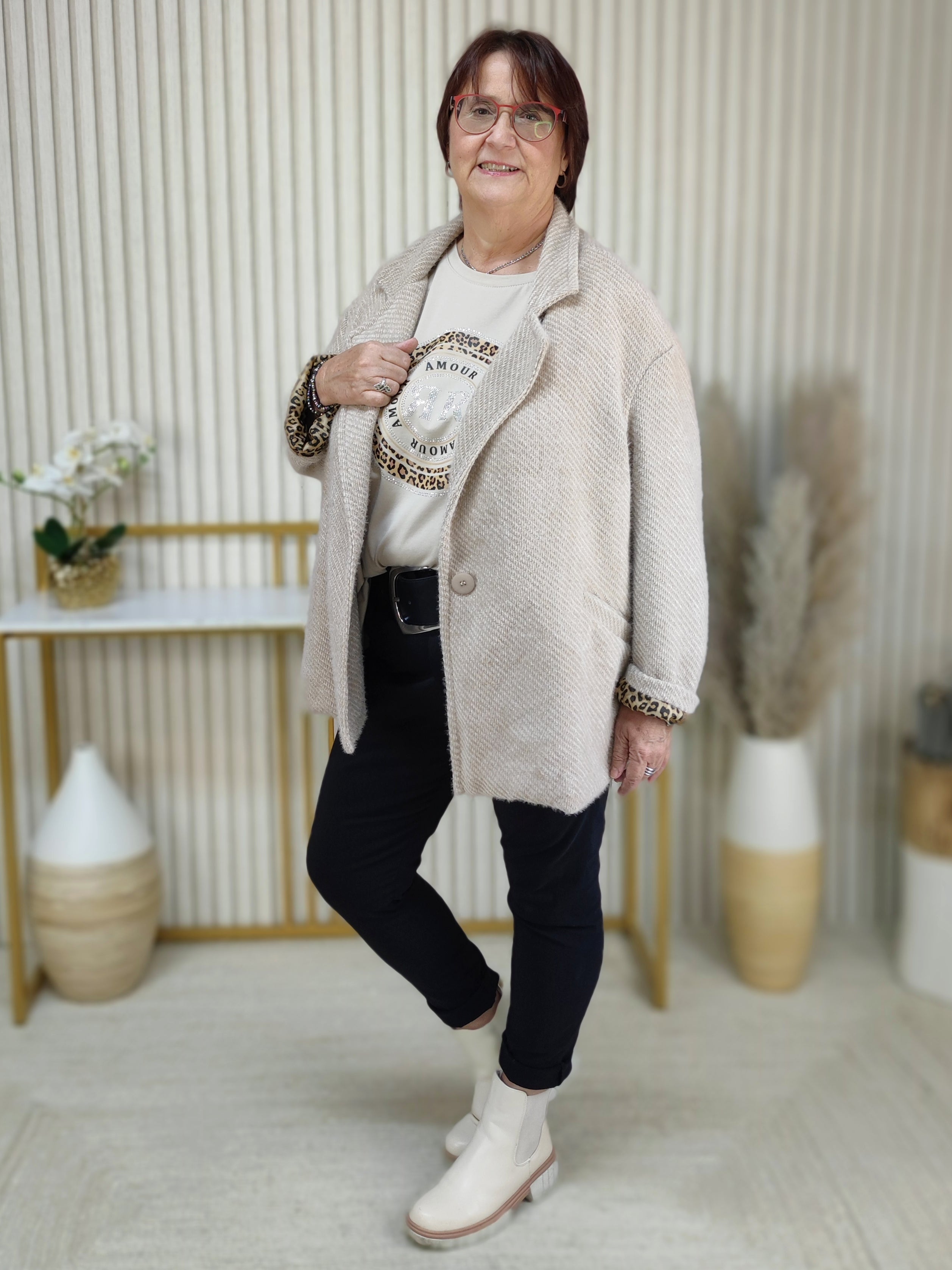 Langarmshirt "Amour" beige (44/46-48)
