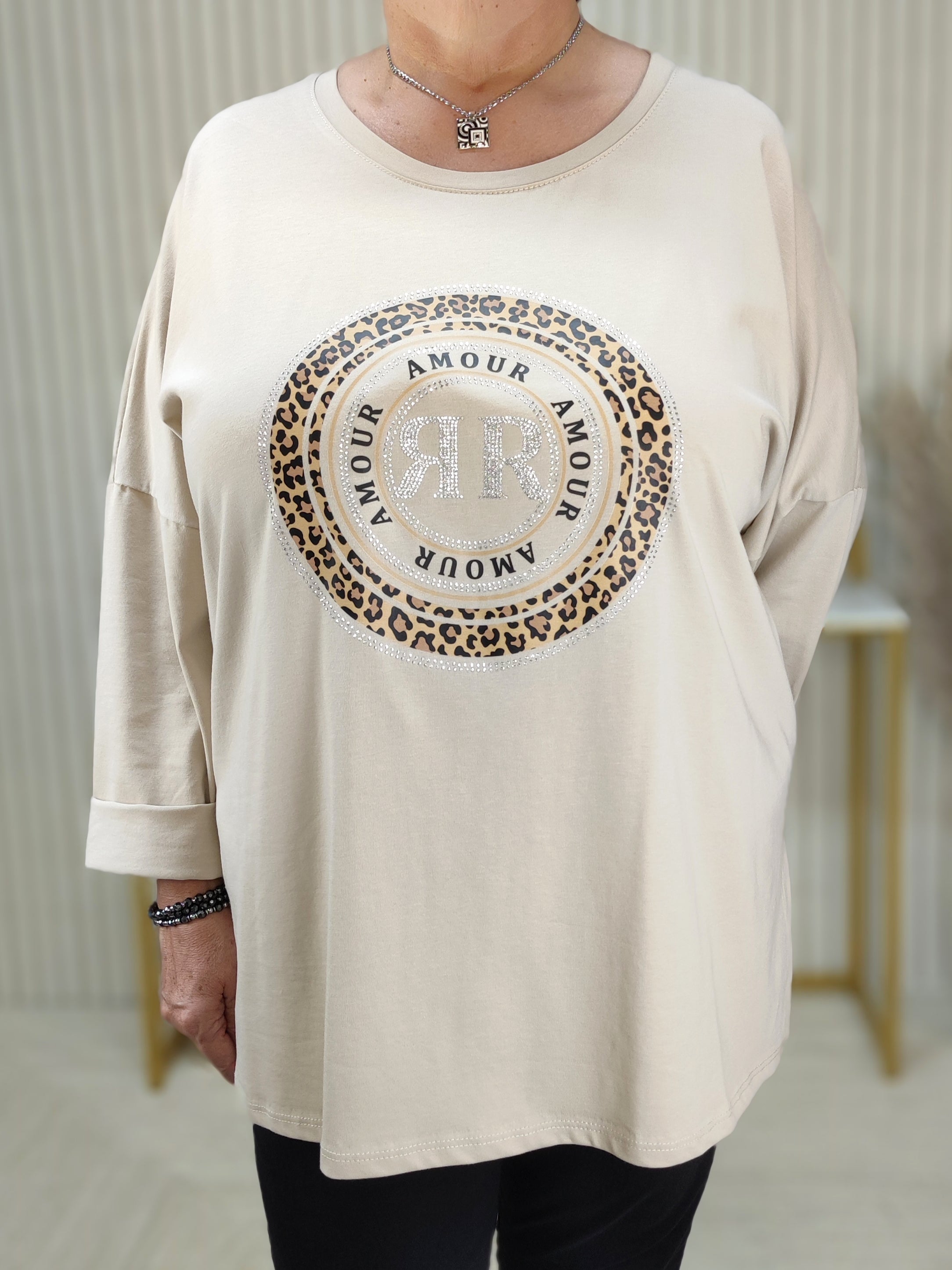 Langarmshirt "Amour" beige (44/46-48)