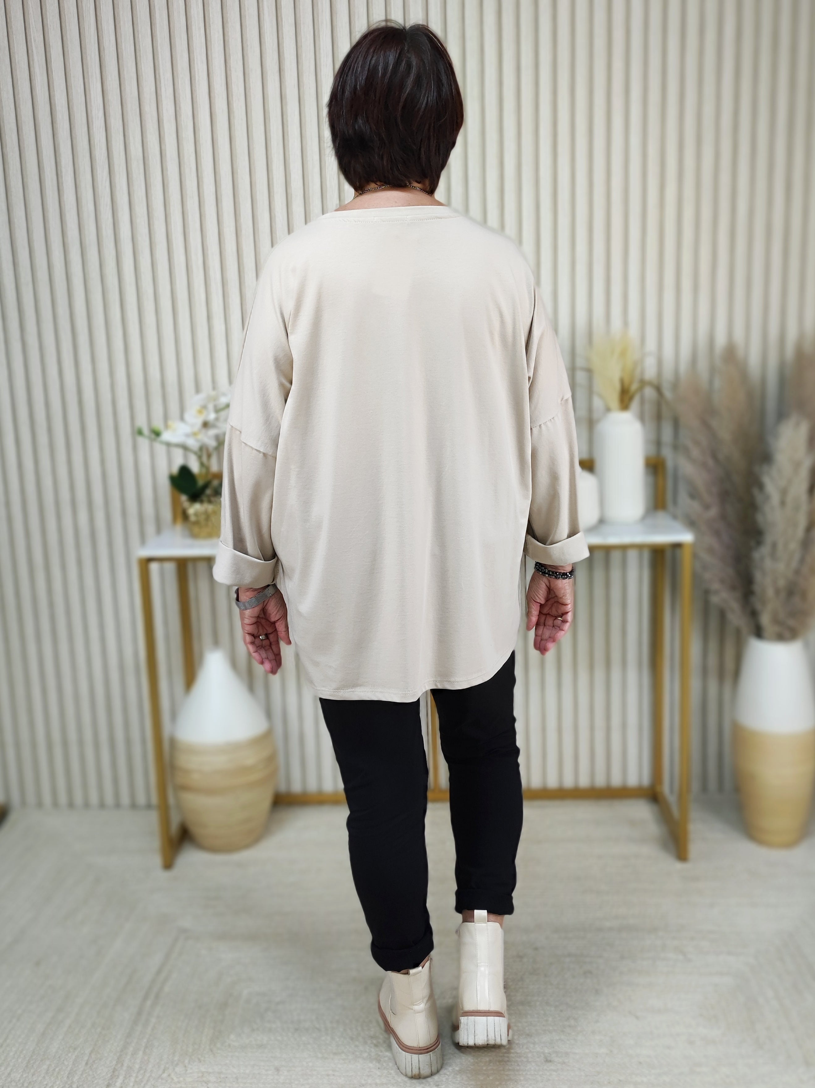 Langarmshirt "Amour" beige (44/46-48)