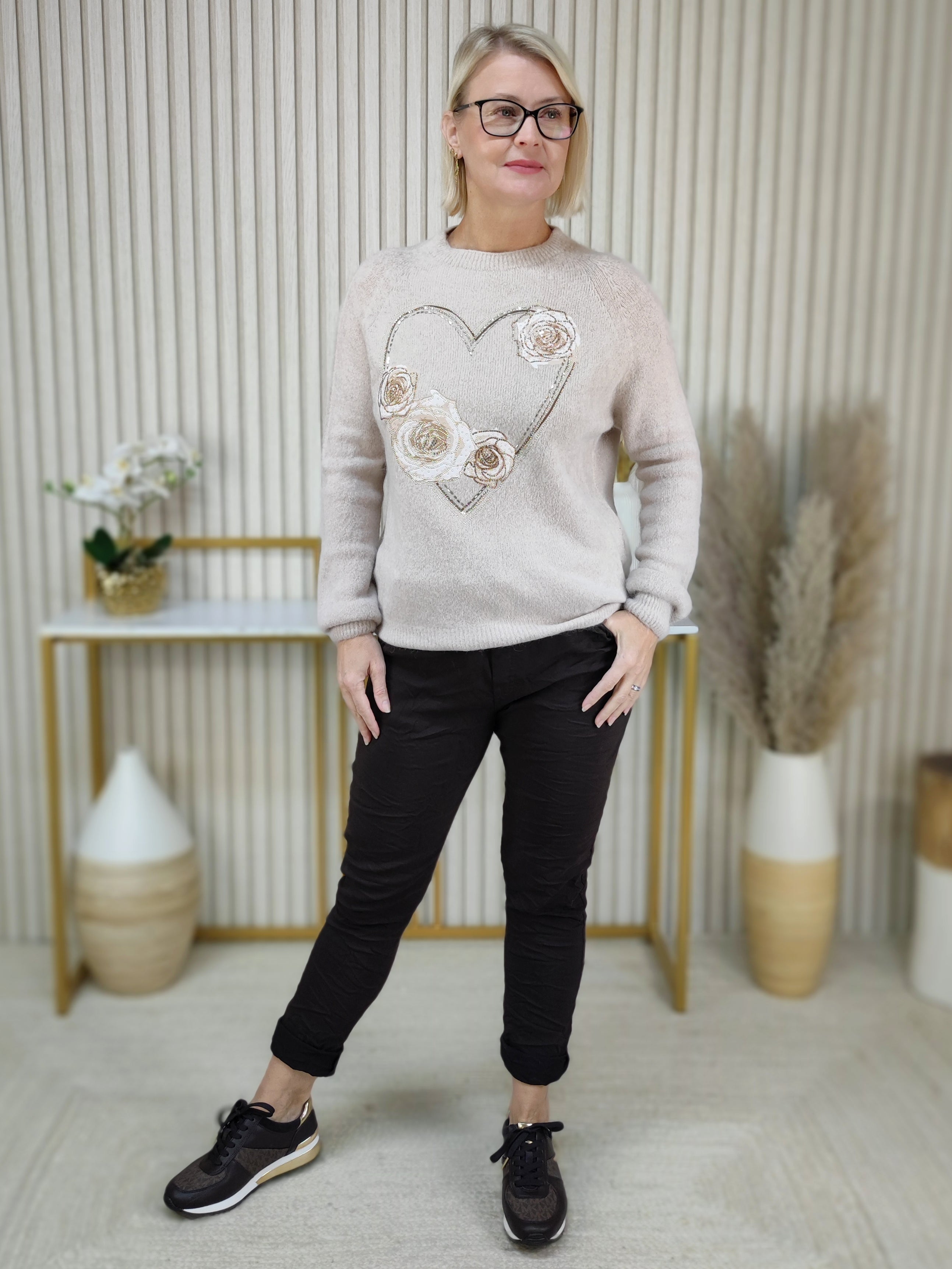 Pulli "Rosen" beige (36-42)