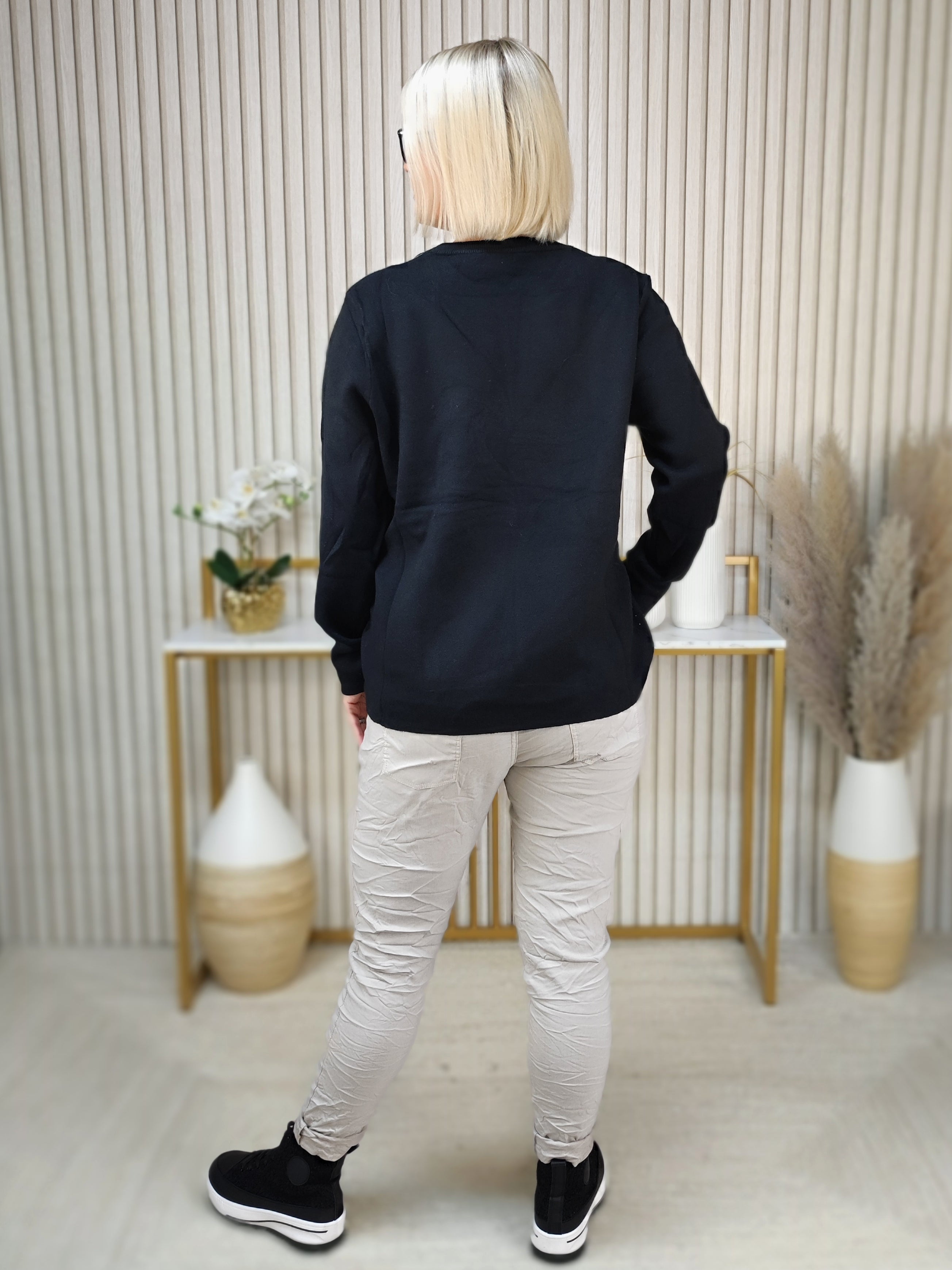 Feinstrickpullover "Star" in schwarz (36-42/44)