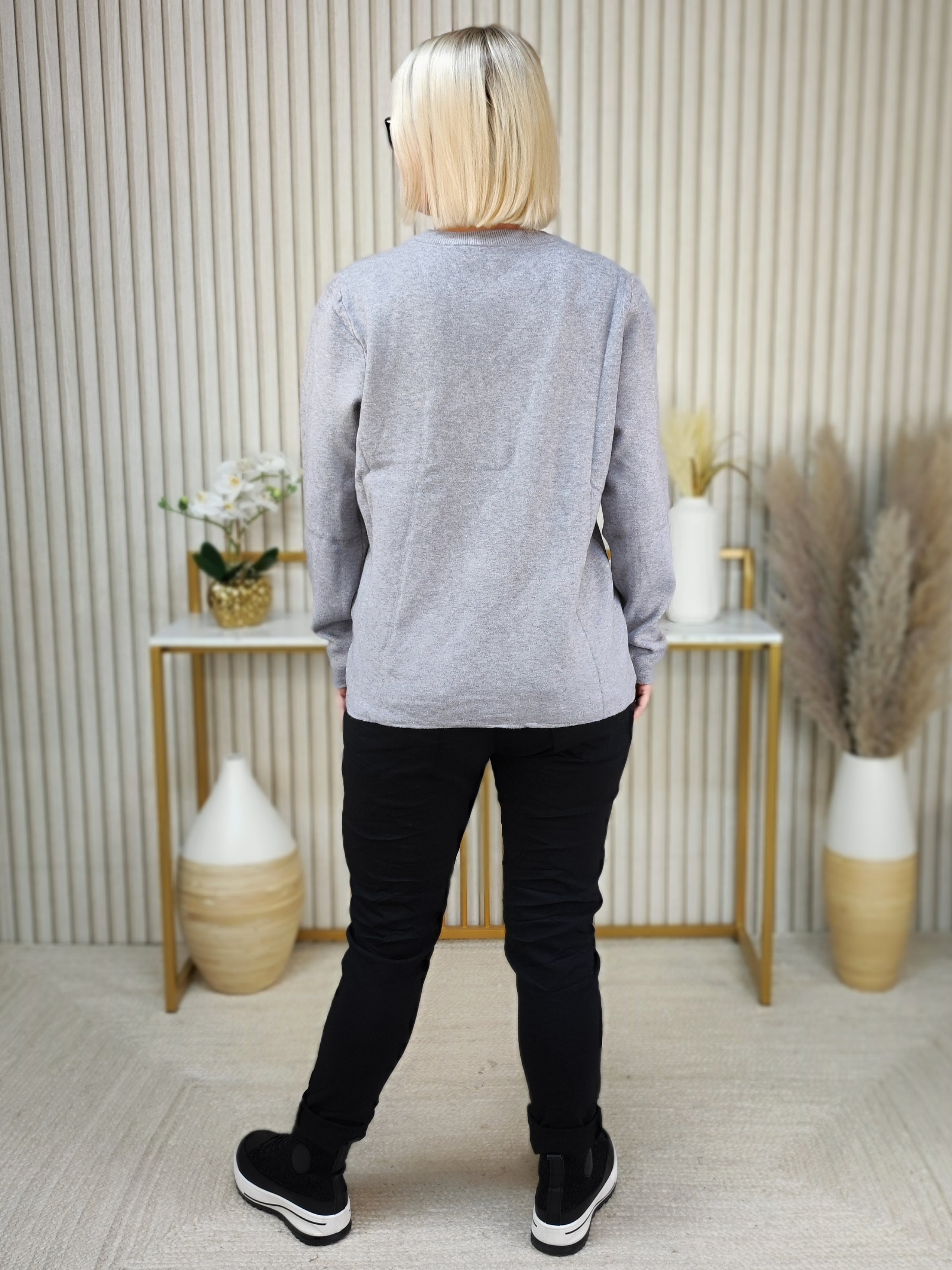 Feinstrickpullover "Star" in grau (36-42/44)