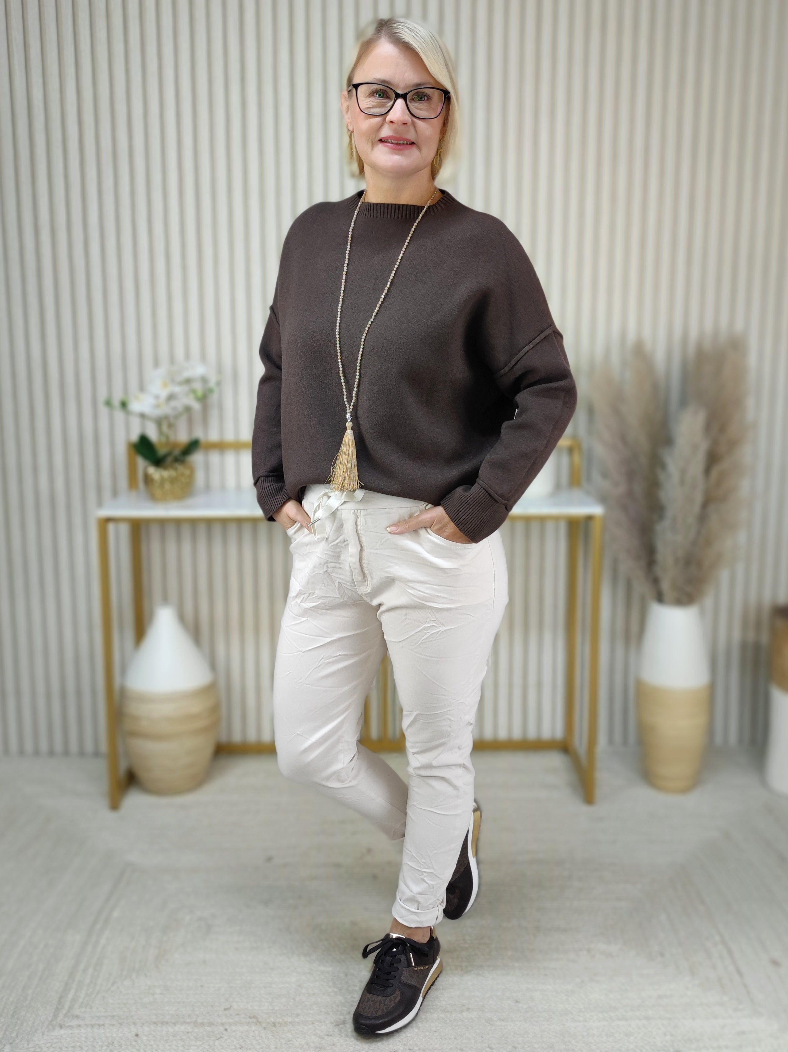 Feinstrickpullover "Stella" in schoko (38-44)