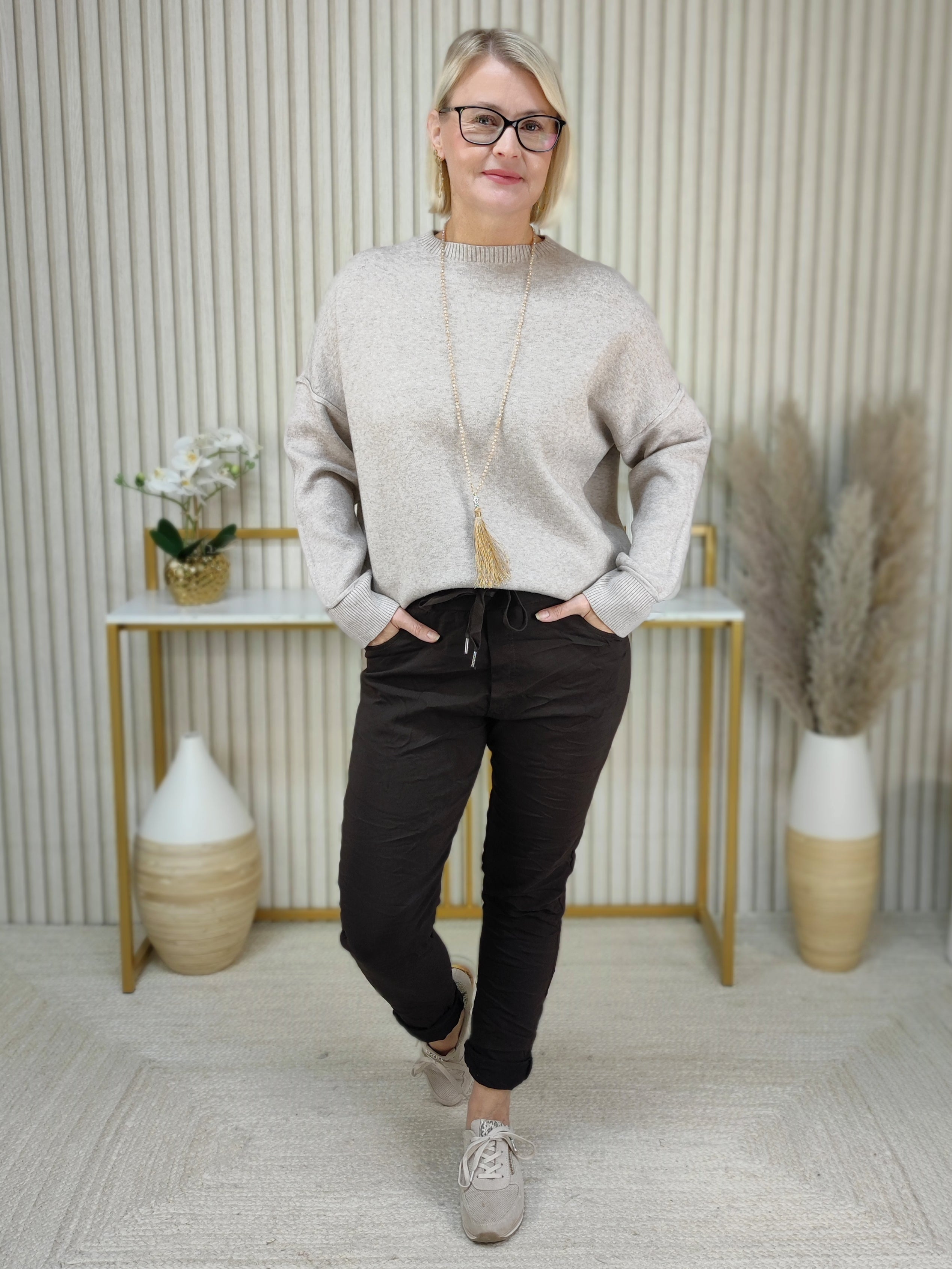 Feinstrickpullover "Stella" in beige (38-44)