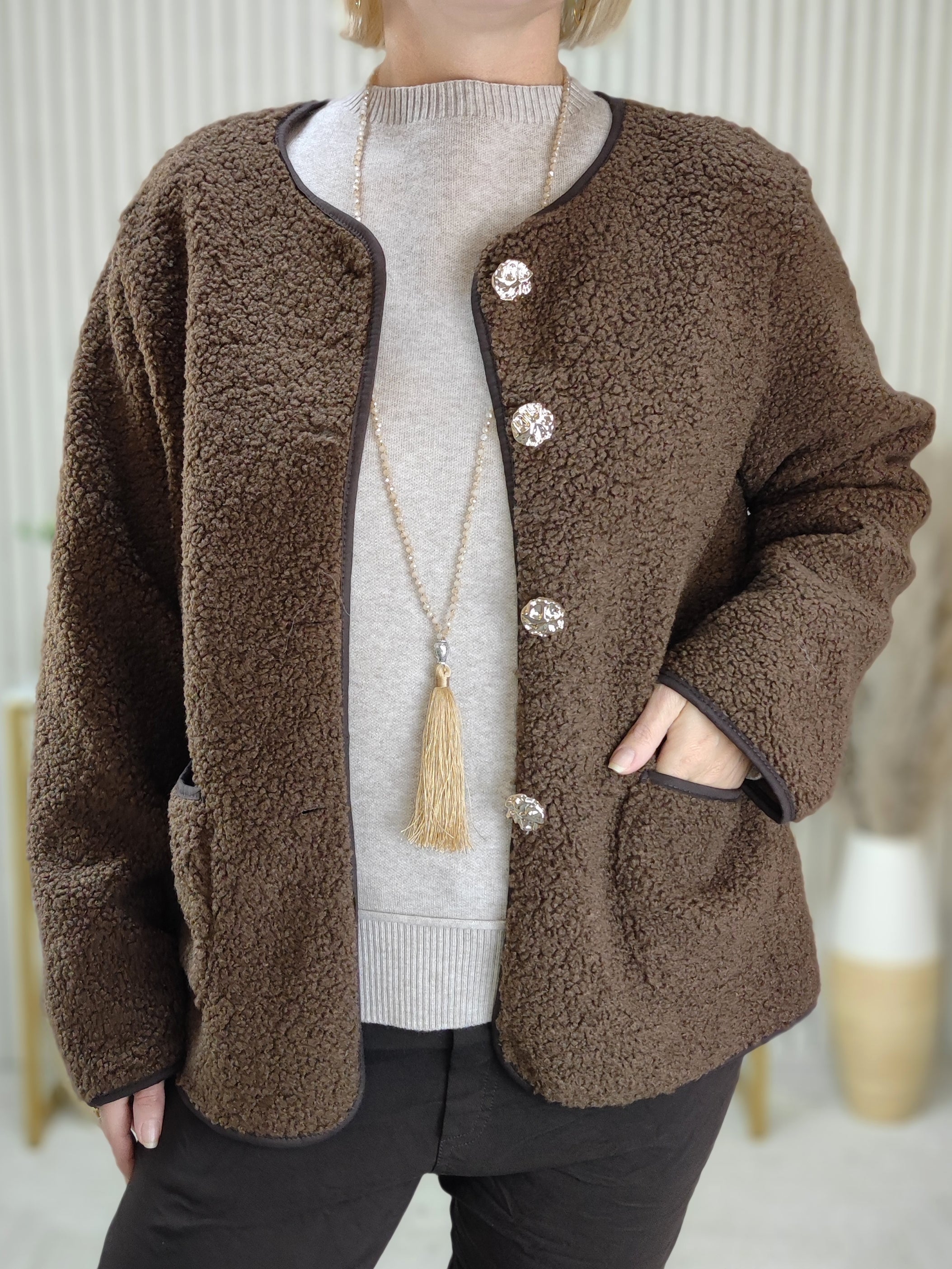 Boucle Jacke braun (38-42/44)