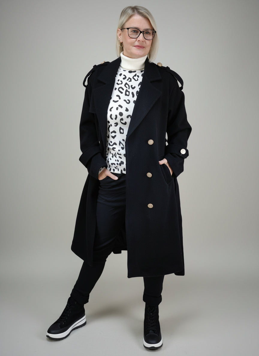 Weicher Mantel im Trenchcoat Style Schwarz (36-42/44)