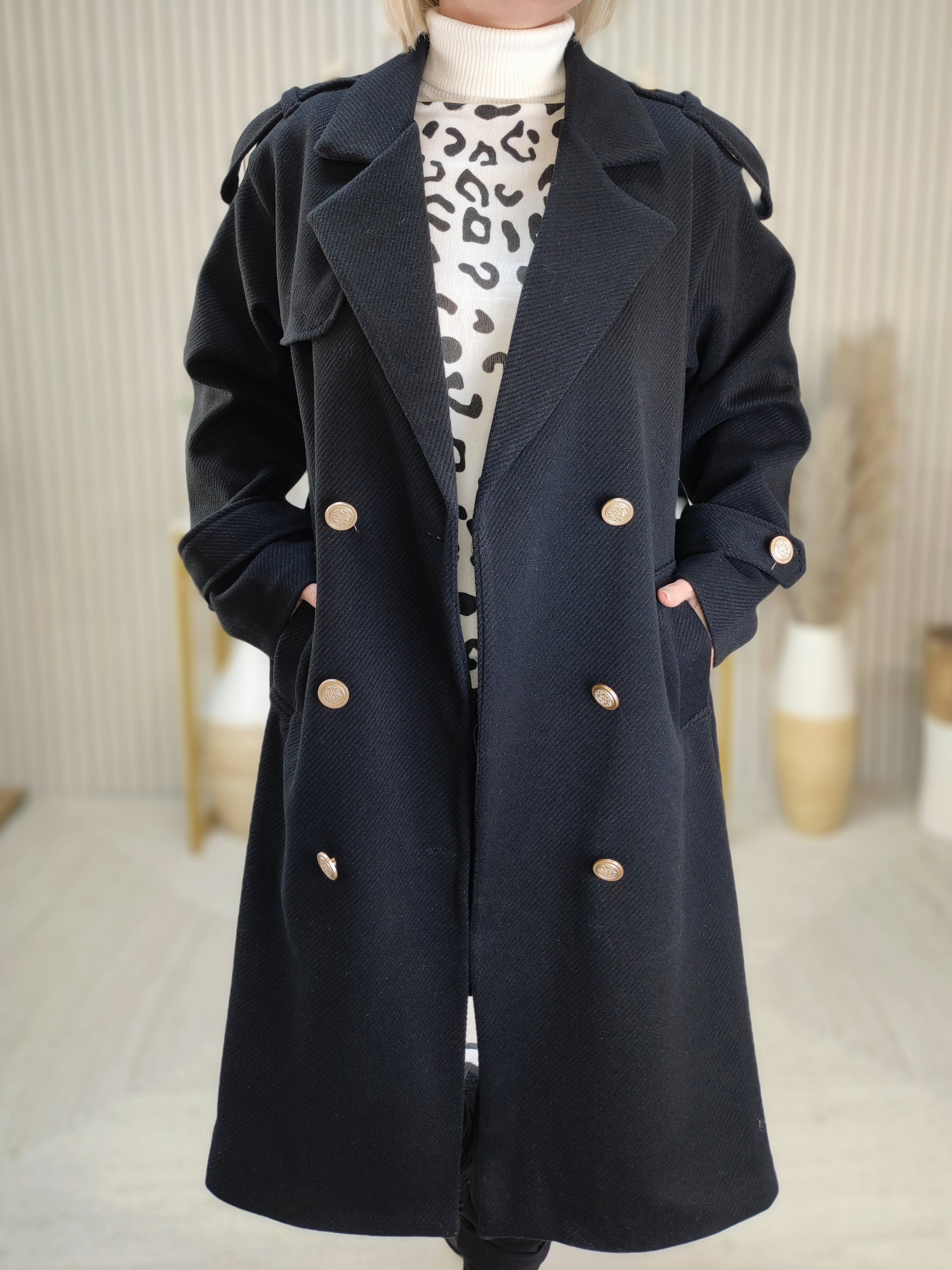 Weicher Mantel im Trenchcoat Style Schwarz (36-42/44)