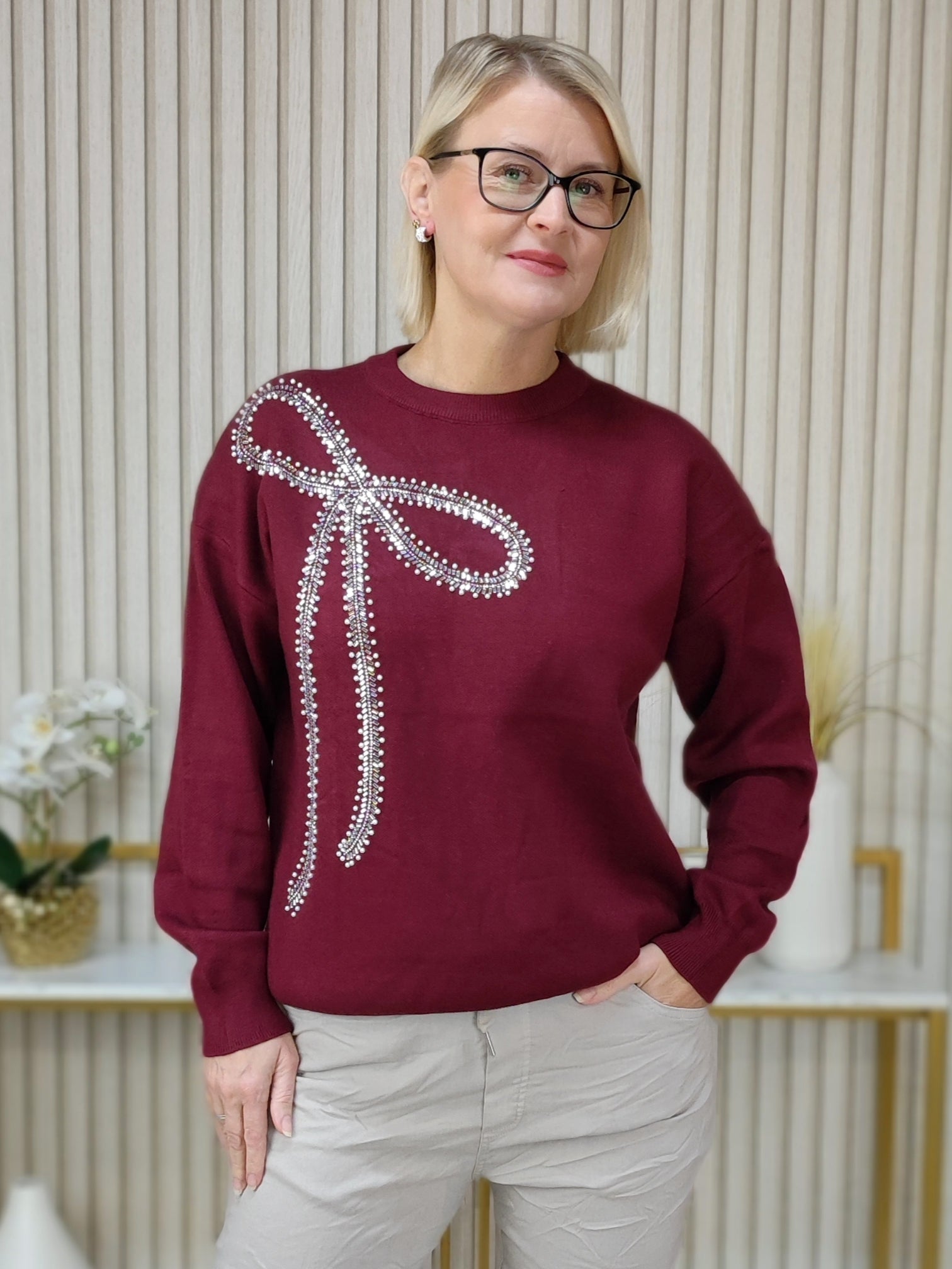 Pullover "Schleife" vino (36-44)