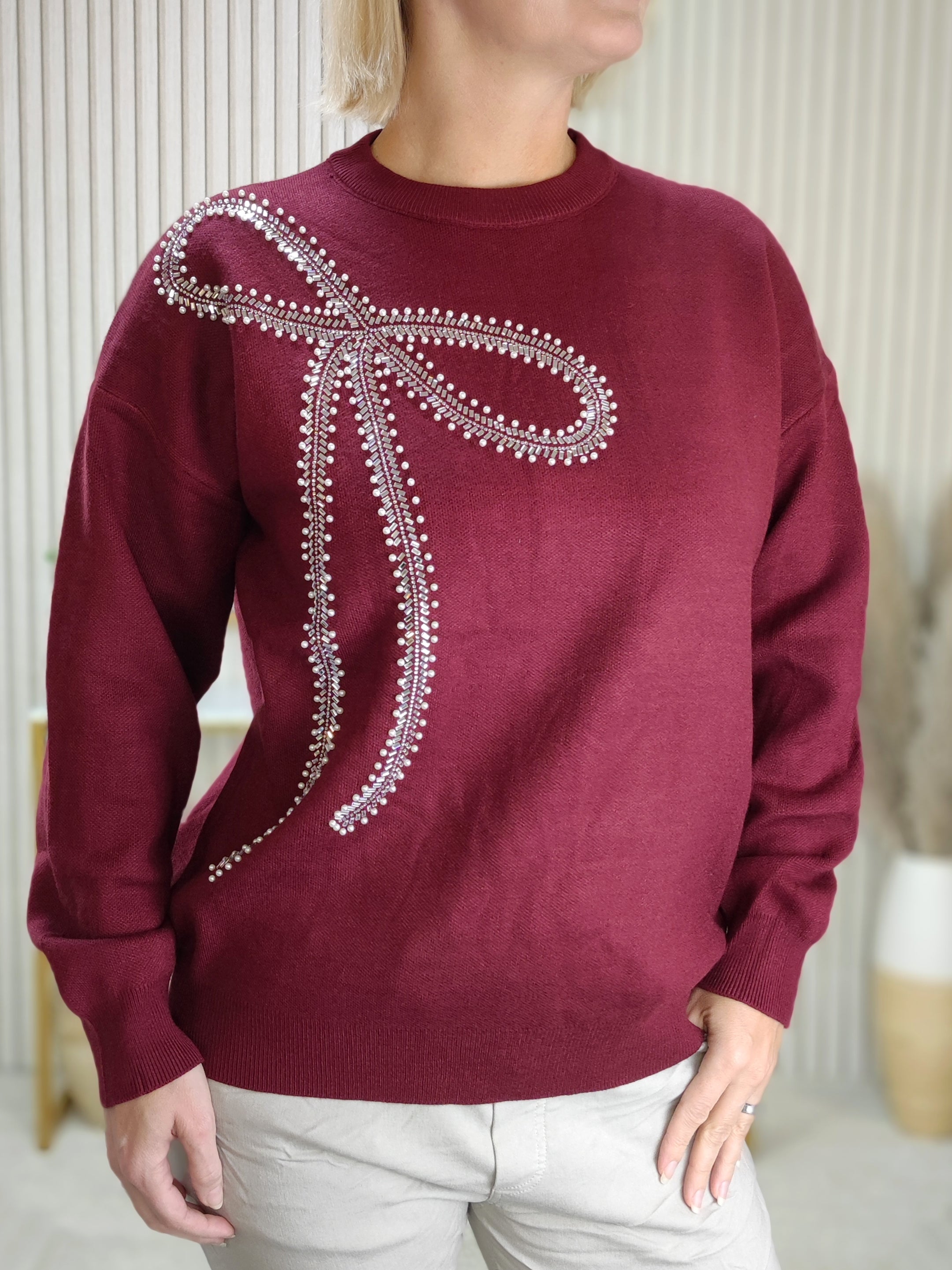 Pullover "Schleife" vino (36-44)