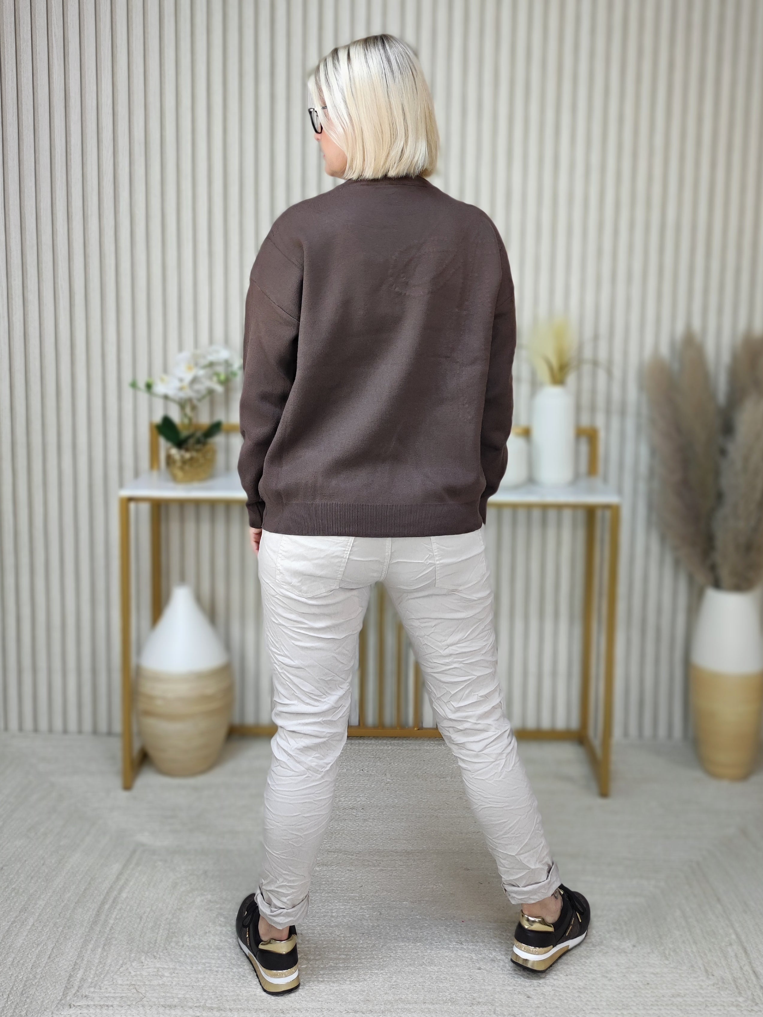 Pullover "Schleife" schoko (36-44)