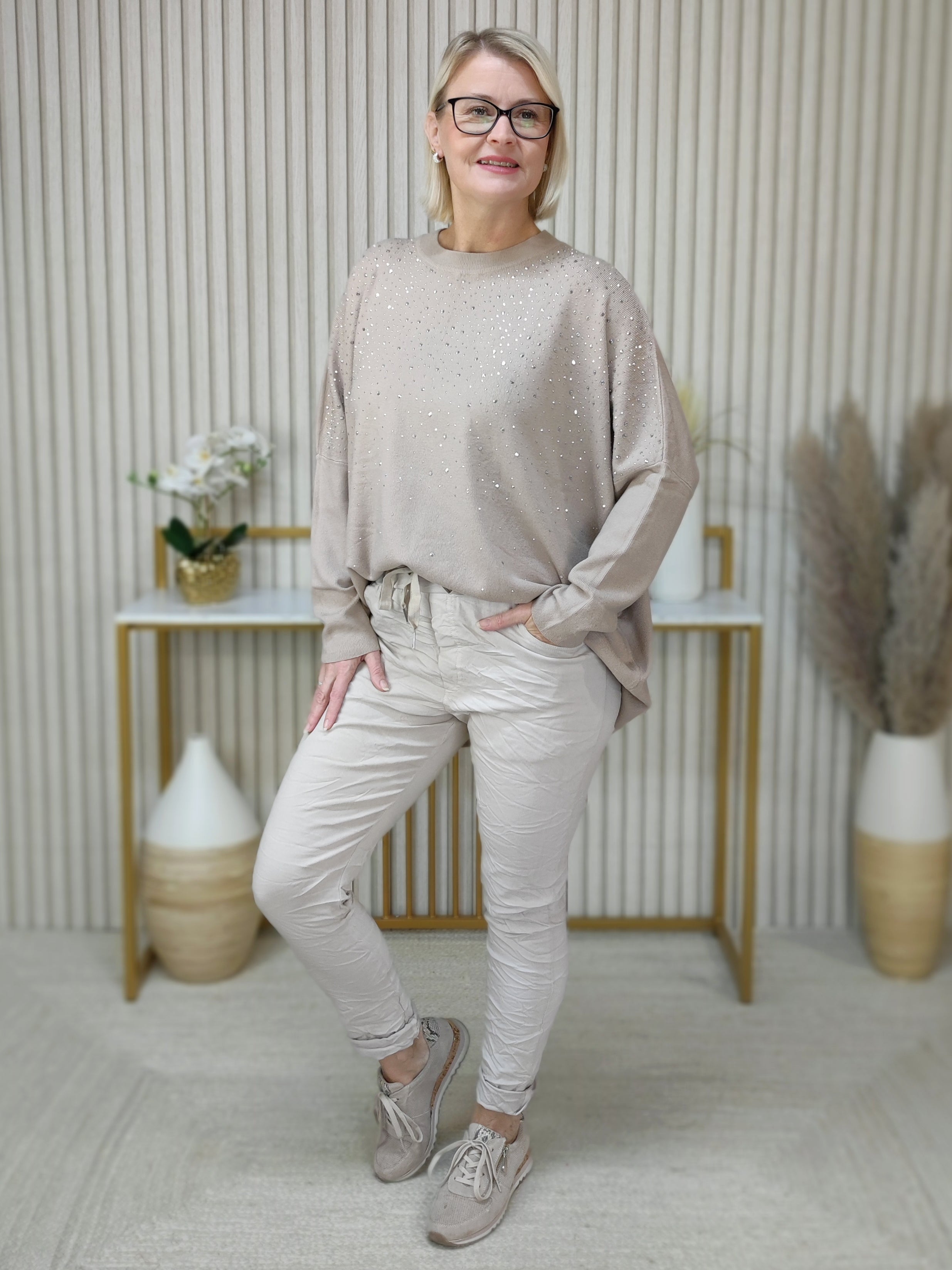 Pullover "Glamour" beige (40/42-46/48)