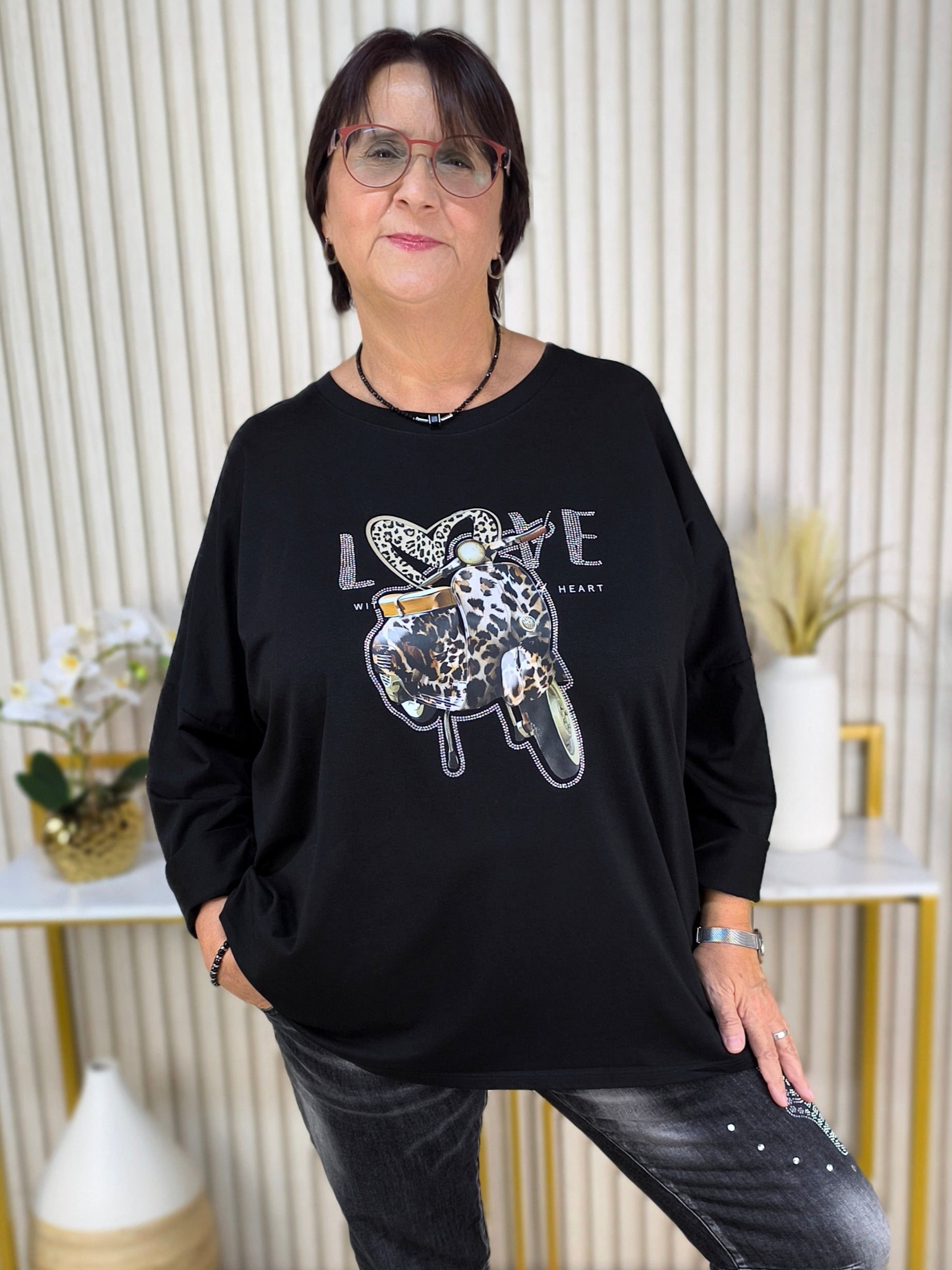 Langarm Shirt "Vespa" schwarz (44-48)
