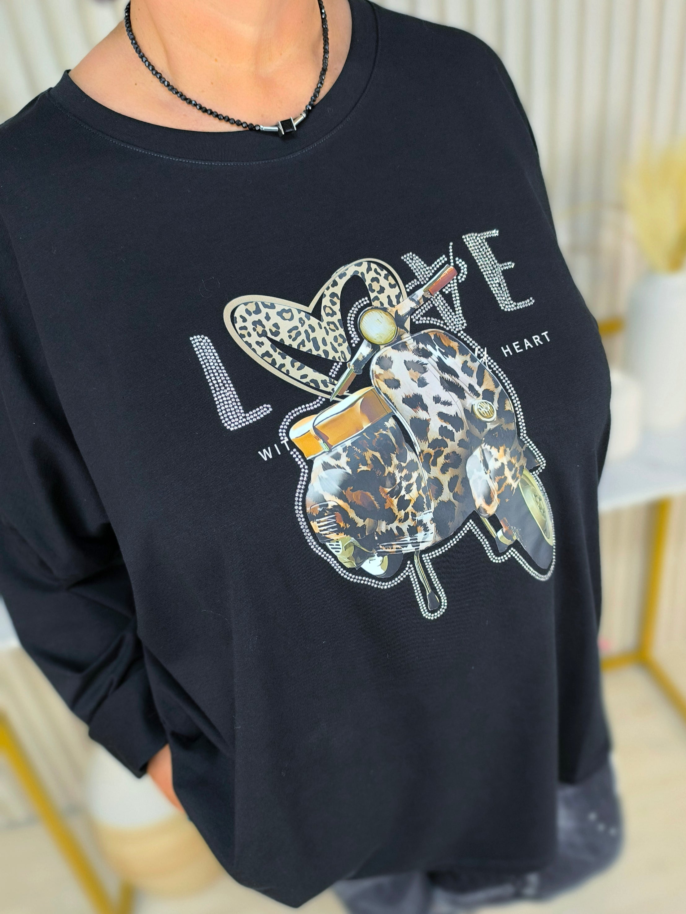 Langarm Shirt "Vespa" schwarz (44-48)