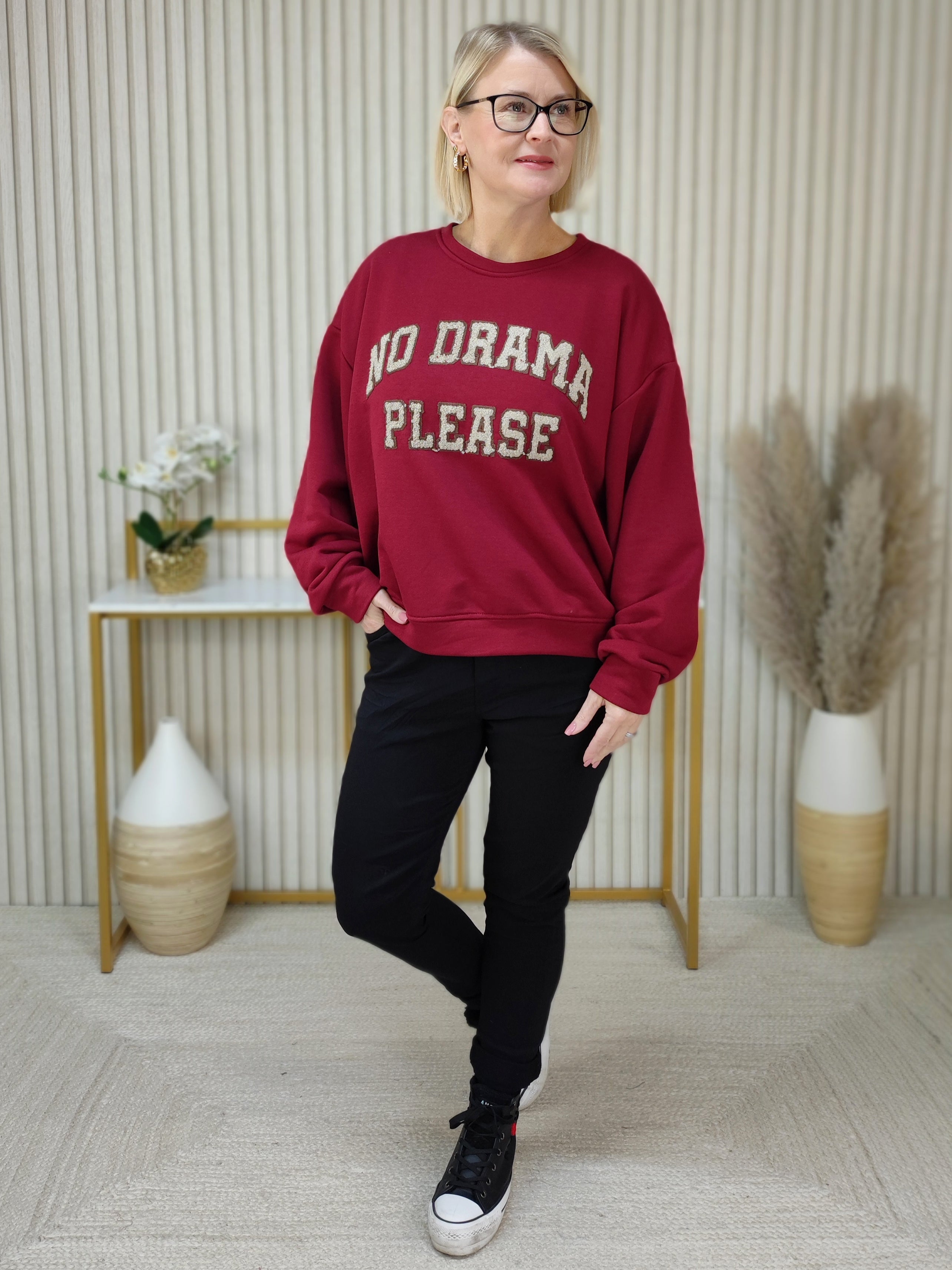 Sweatshirt "No Drama" vino (38-42/44)