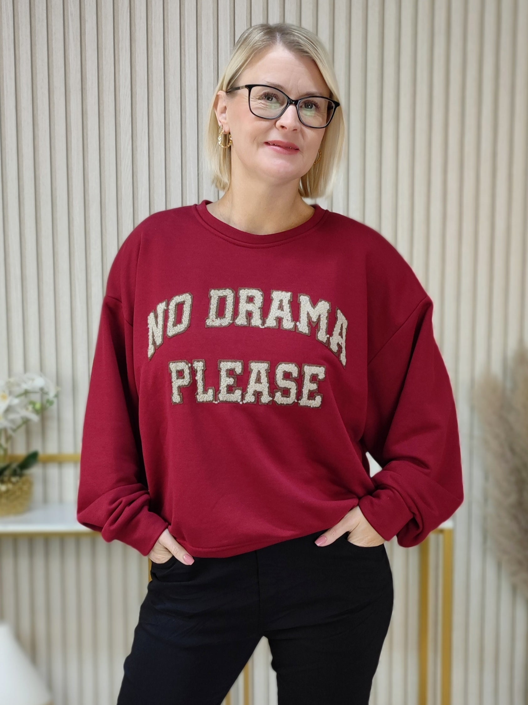 Sweatshirt "No Drama" vino (38-42/44)