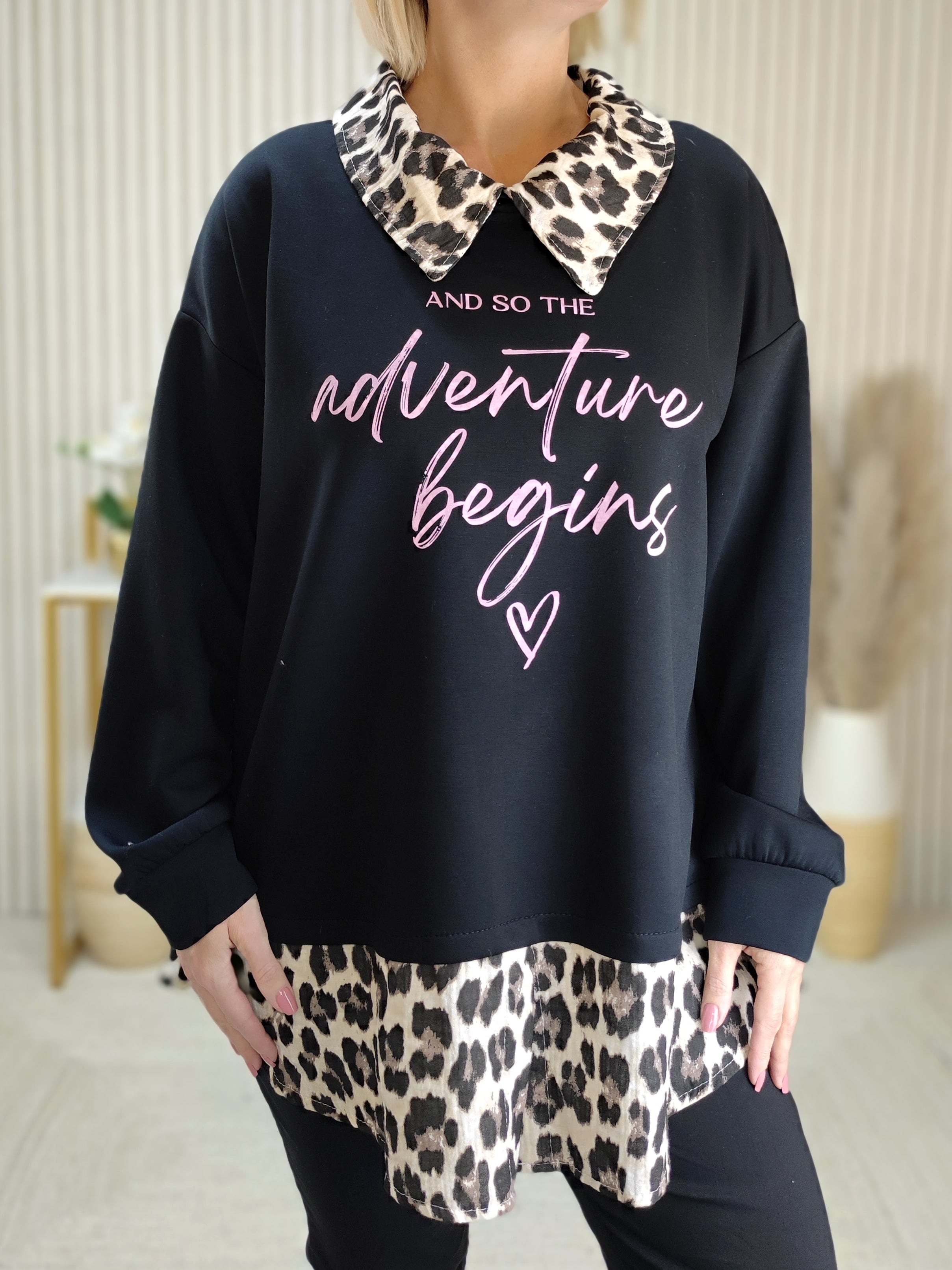 Sweatshirt "Adventure" schwarz (40-42/44)