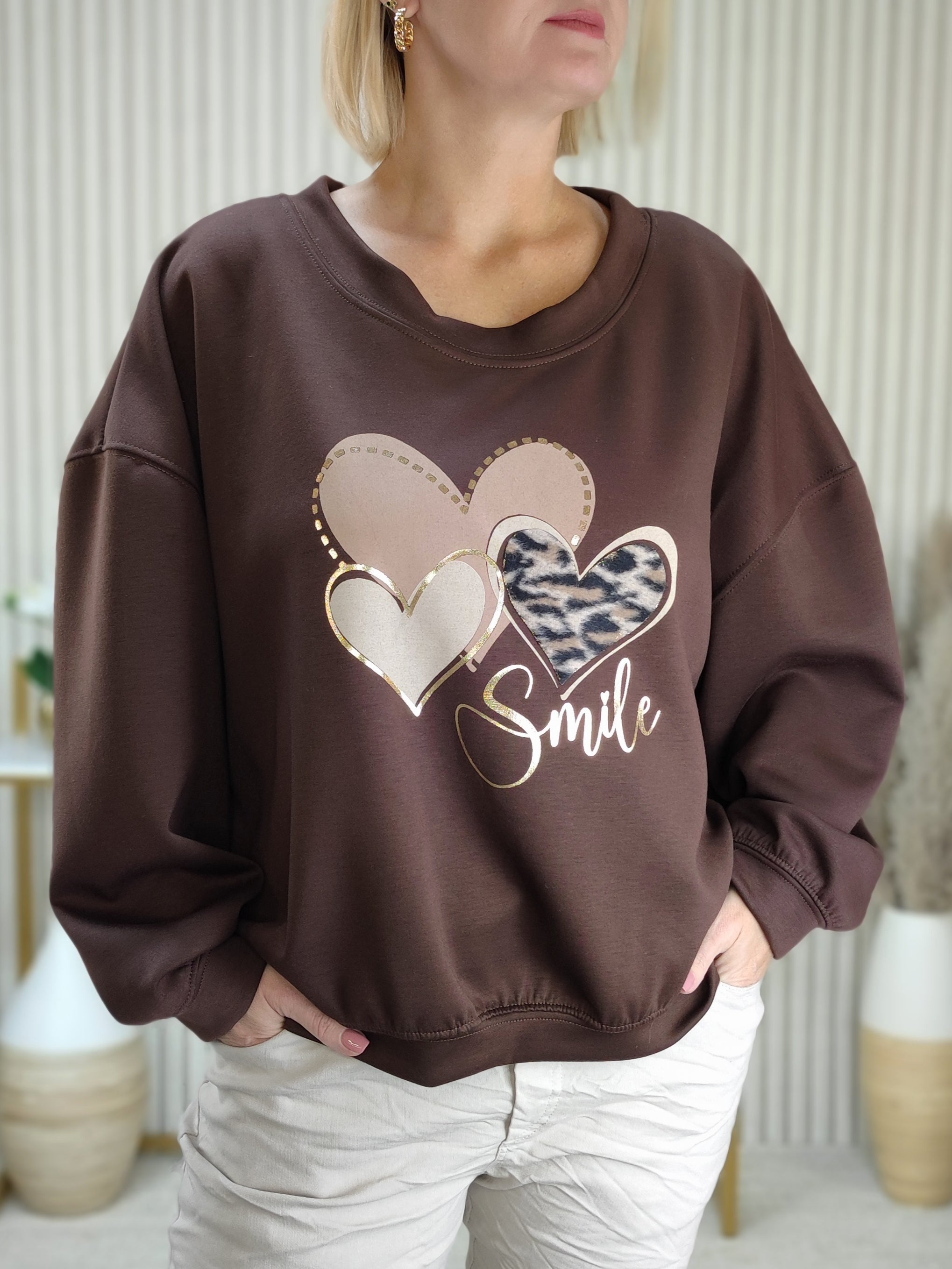 Sweatshirt "Smile" schoko (40-44)