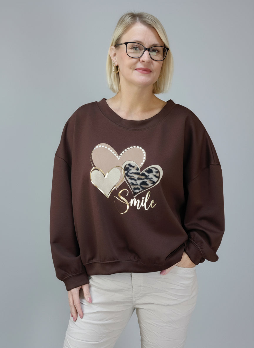 Sweatshirt "Smile" schoko (40-44)