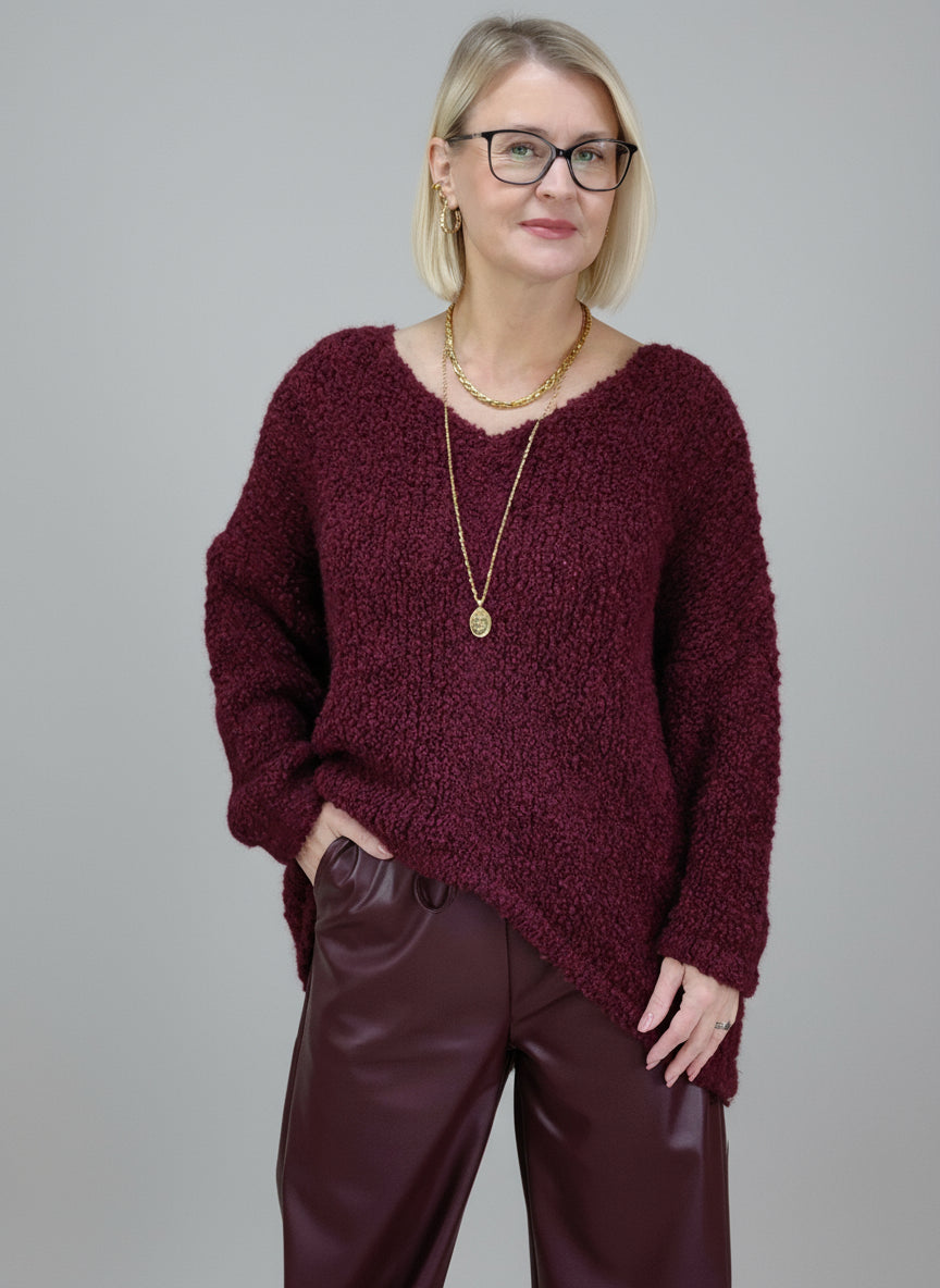 Boucle Pullover vino (36-42/44)