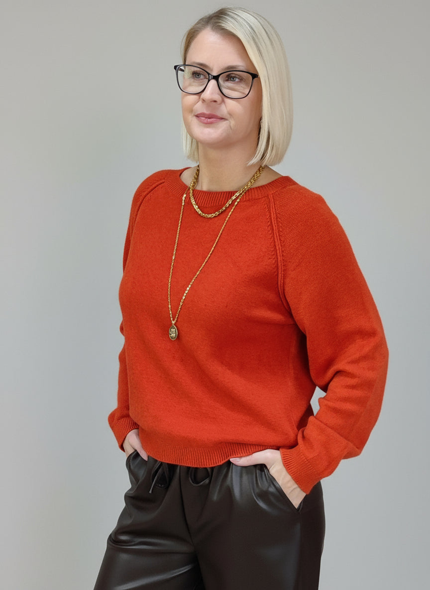 Unifarbener Pullover in Rostbraun (36-42)