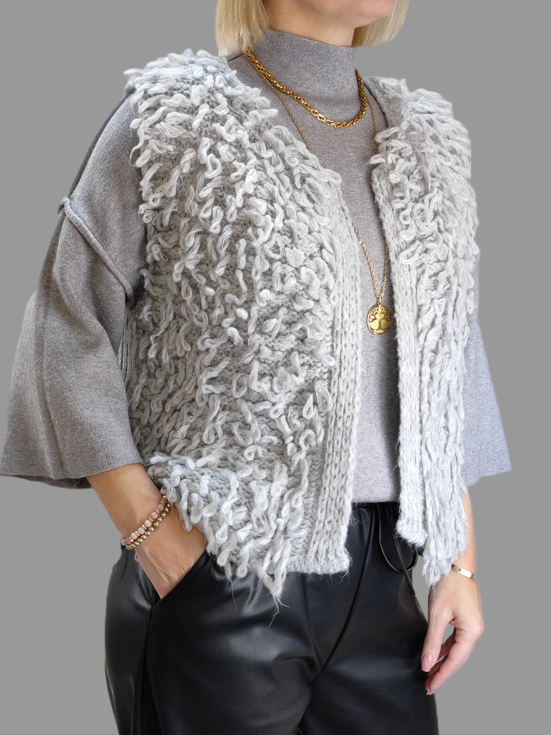 Fransenweste in grau (36-42/44)