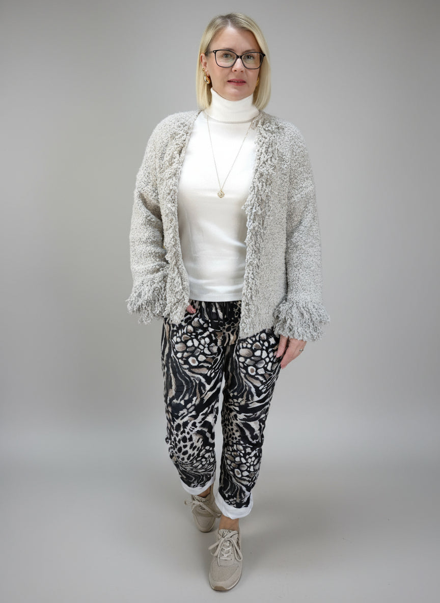 Gemusterte Hose/Joggpant grau/schwarz (38-42)