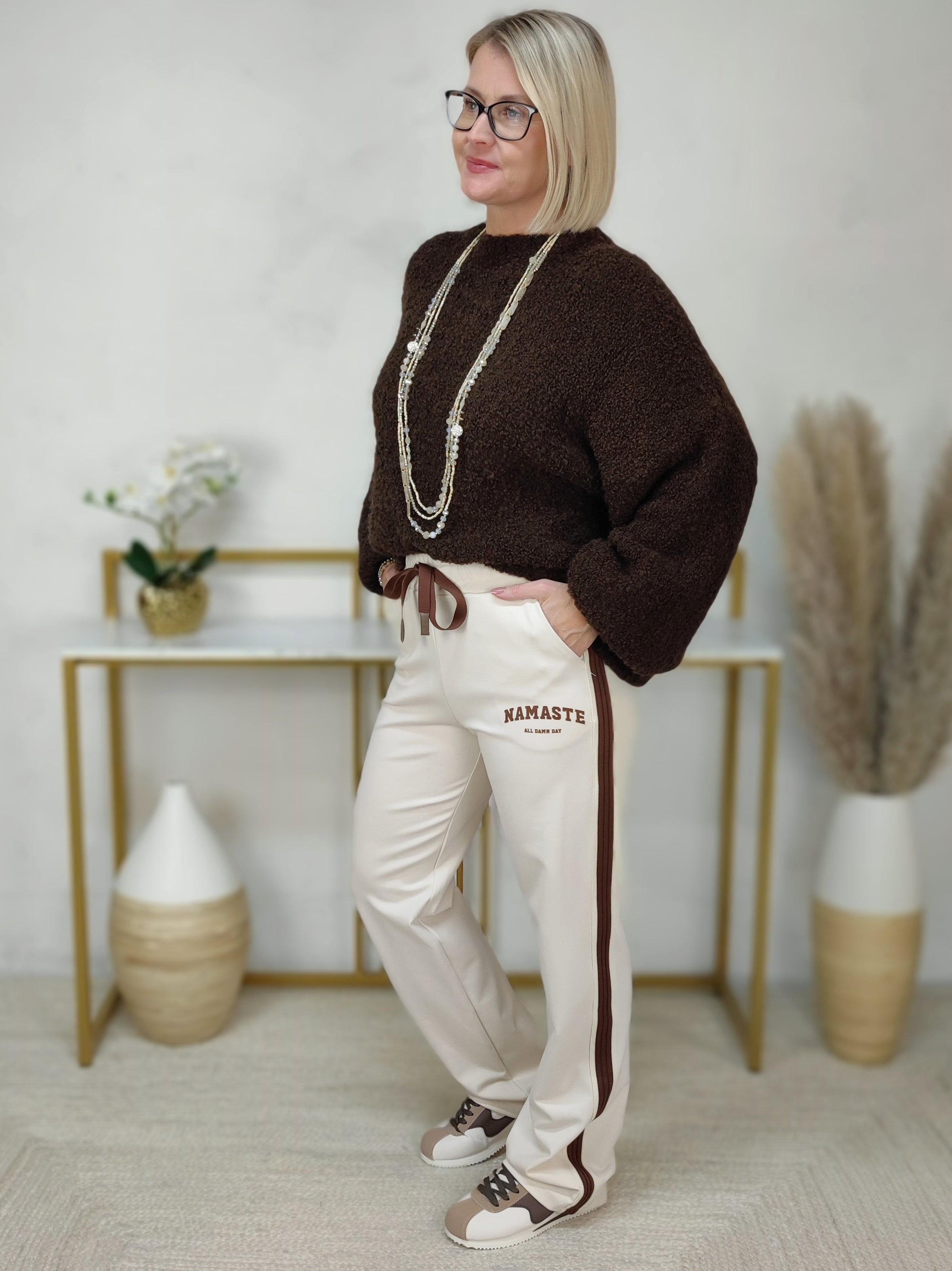 Weicher Boucle Pullover einfarbig schoko (36-42/44)