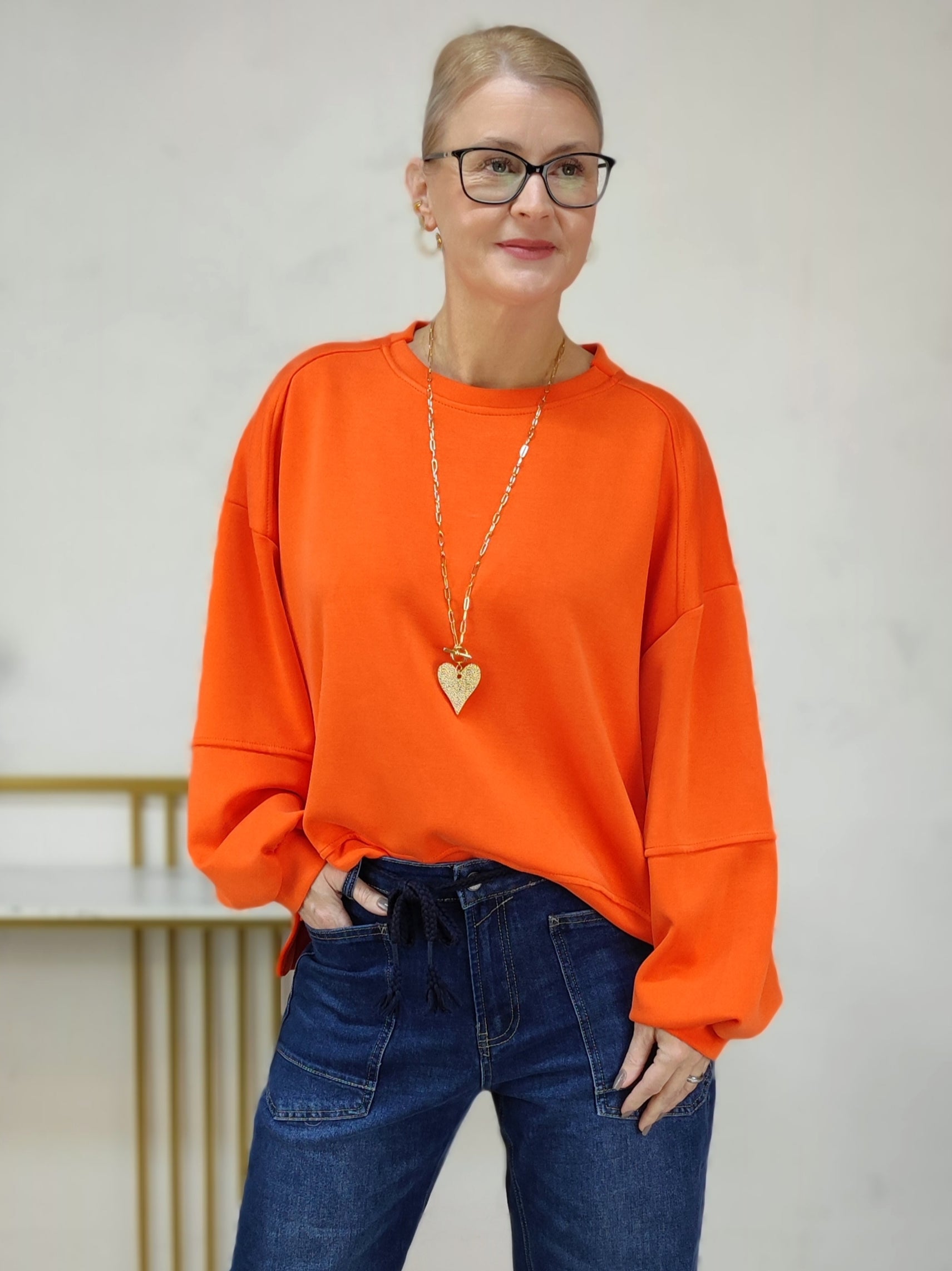 Lange, modische Edelstahl Herzkette