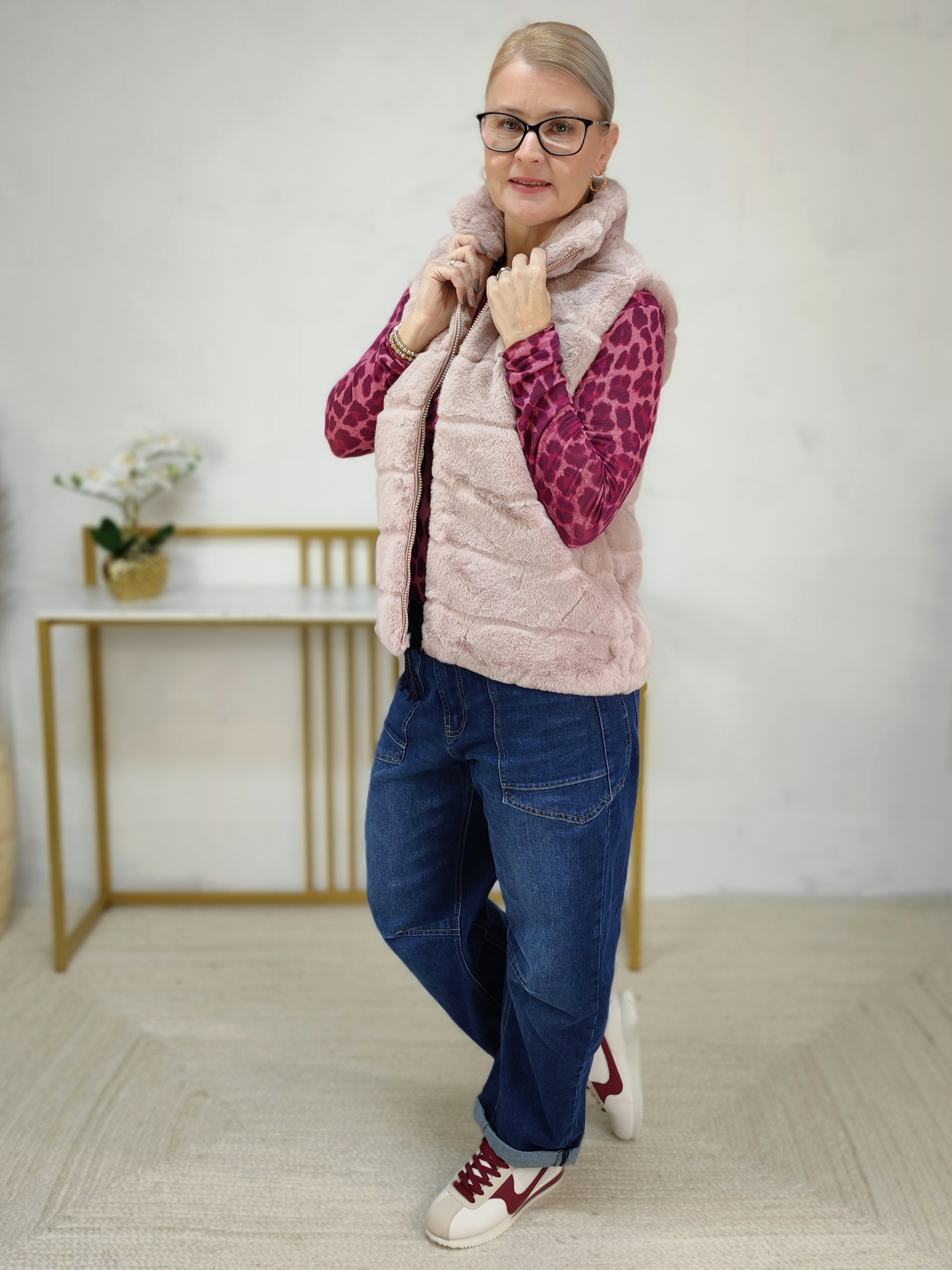 Fellweste altrosa in 2 Größen (36-40/42-44)