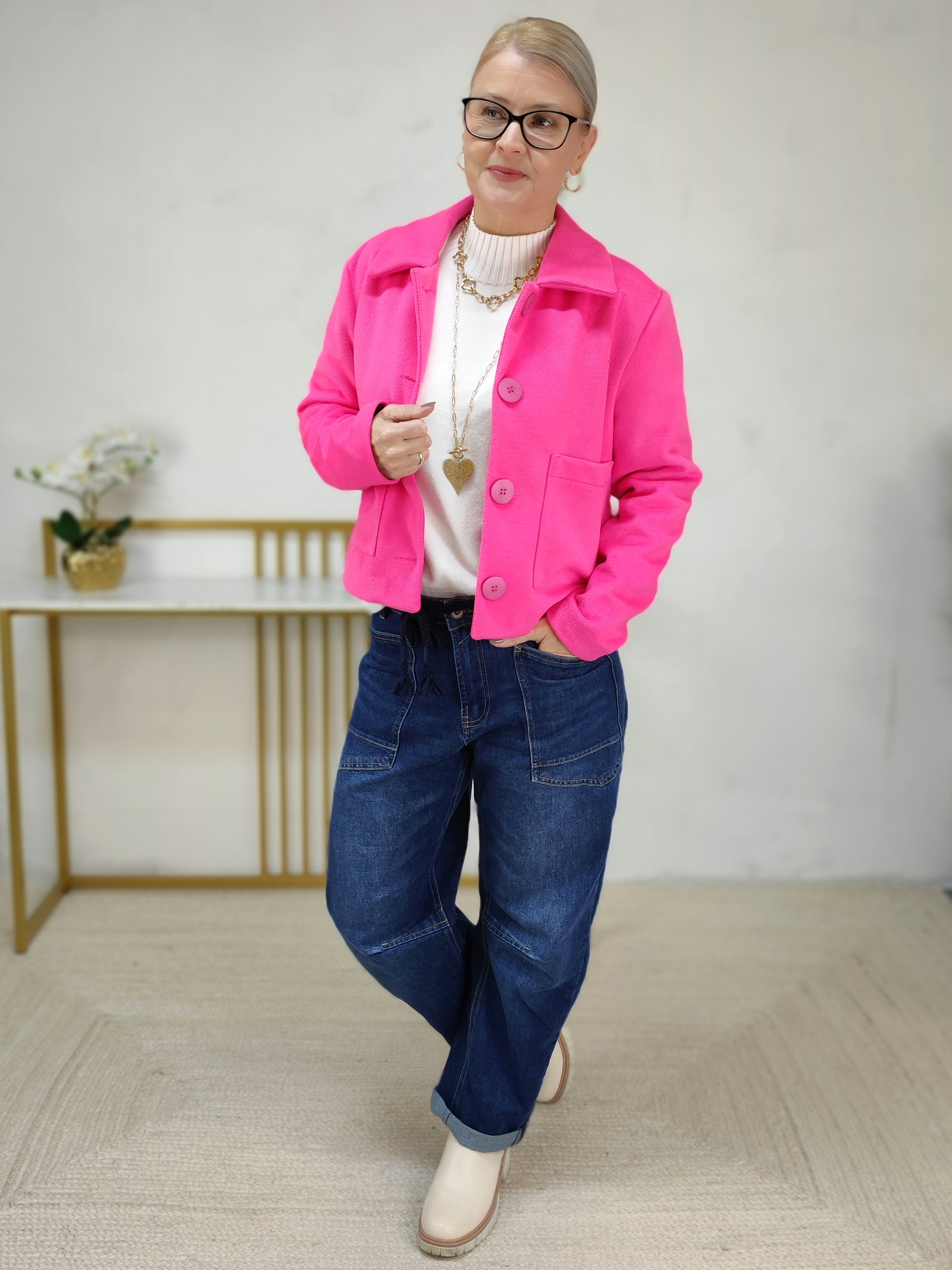 Pullover mit Turtle Neck einfarbig weiss (36-42)