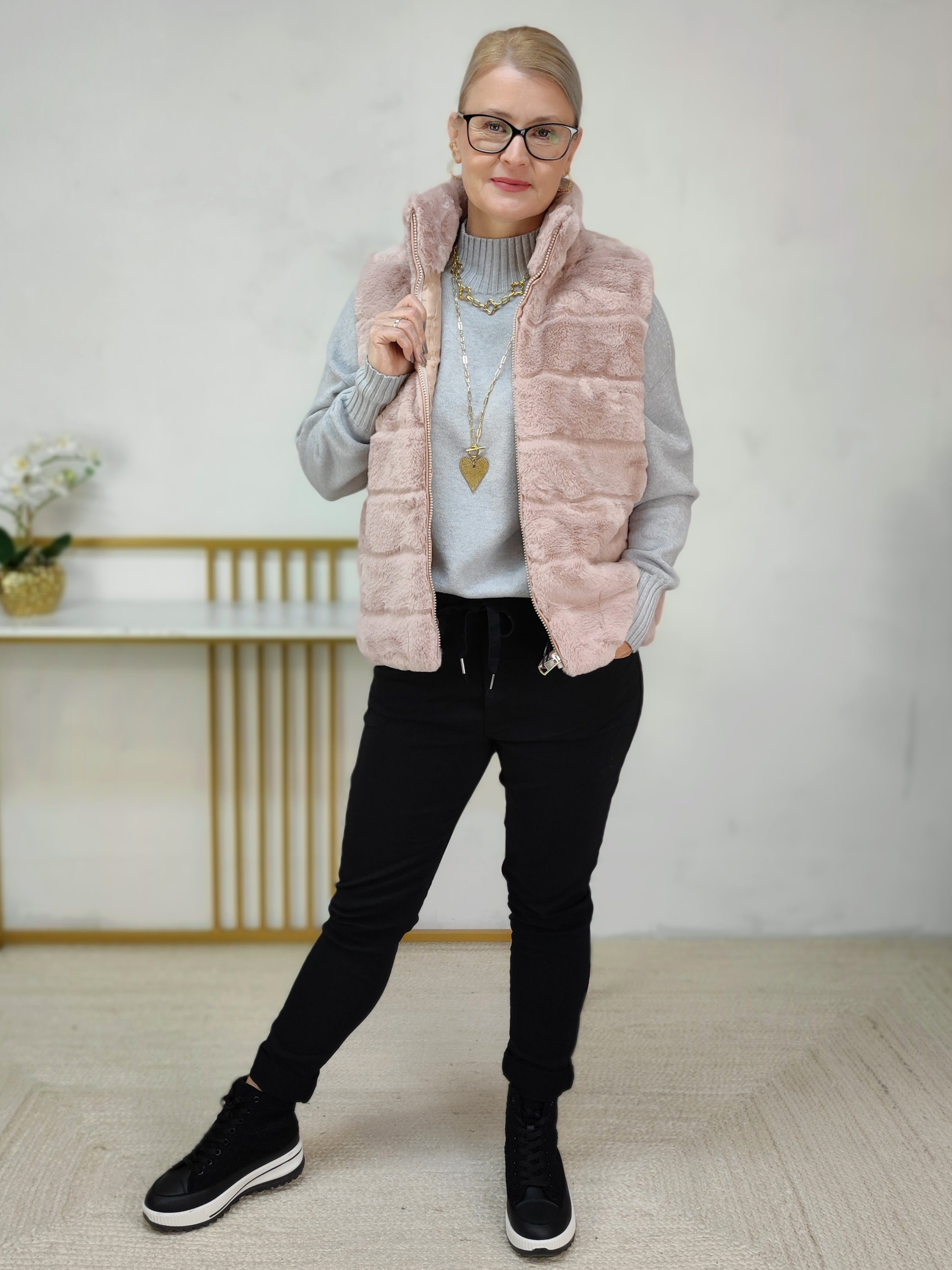 Pullover mit Turtle Neck einfarbig grau (36-42)