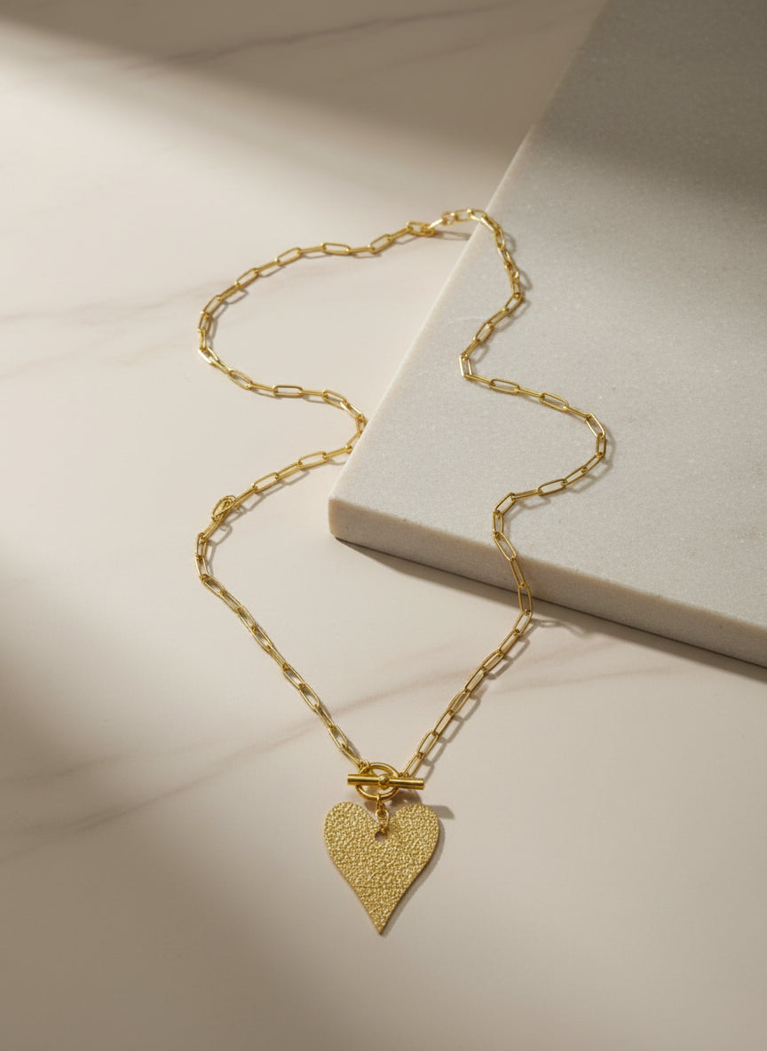 Lange, modische Edelstahl Herzkette