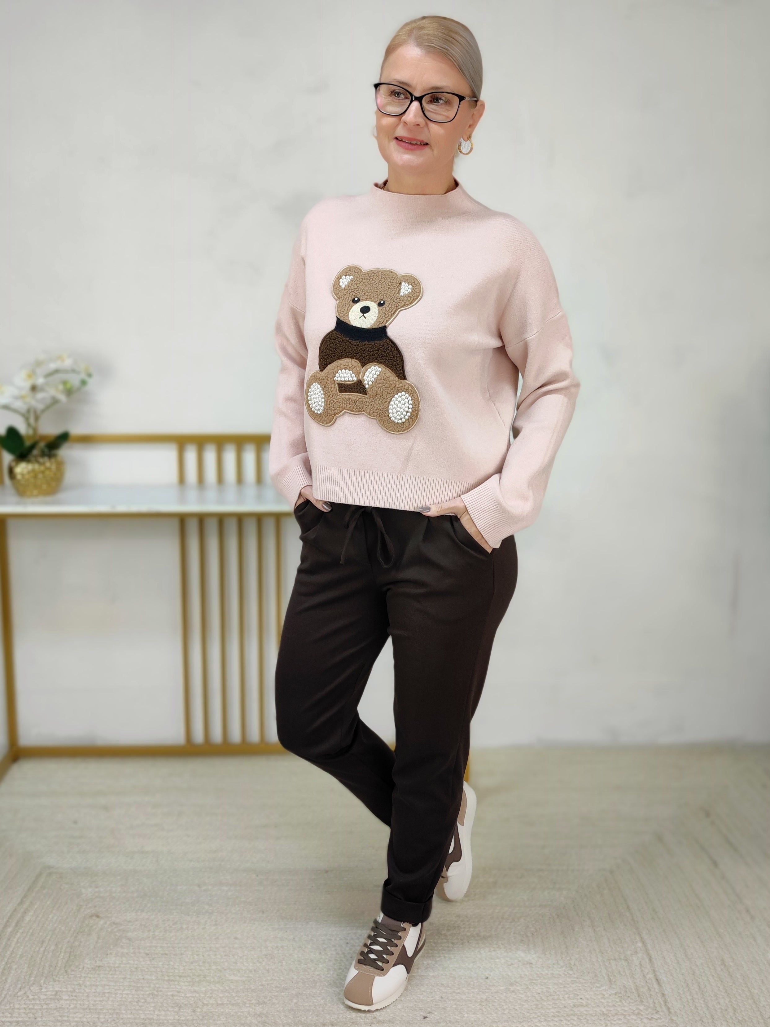 Pullover "Teddybär" in altrosa (36-42)