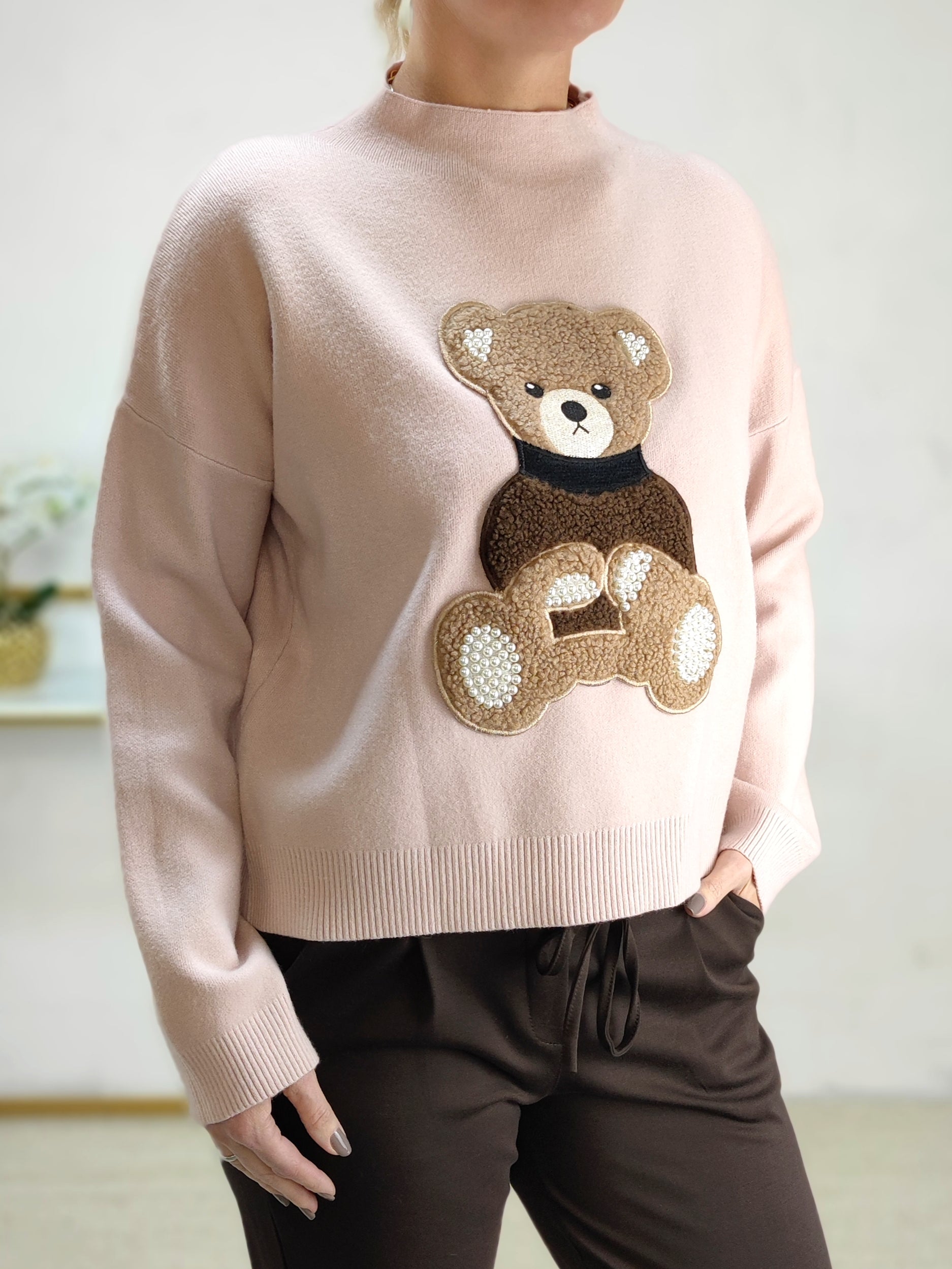 Pullover "Teddybär" in altrosa (36-42)
