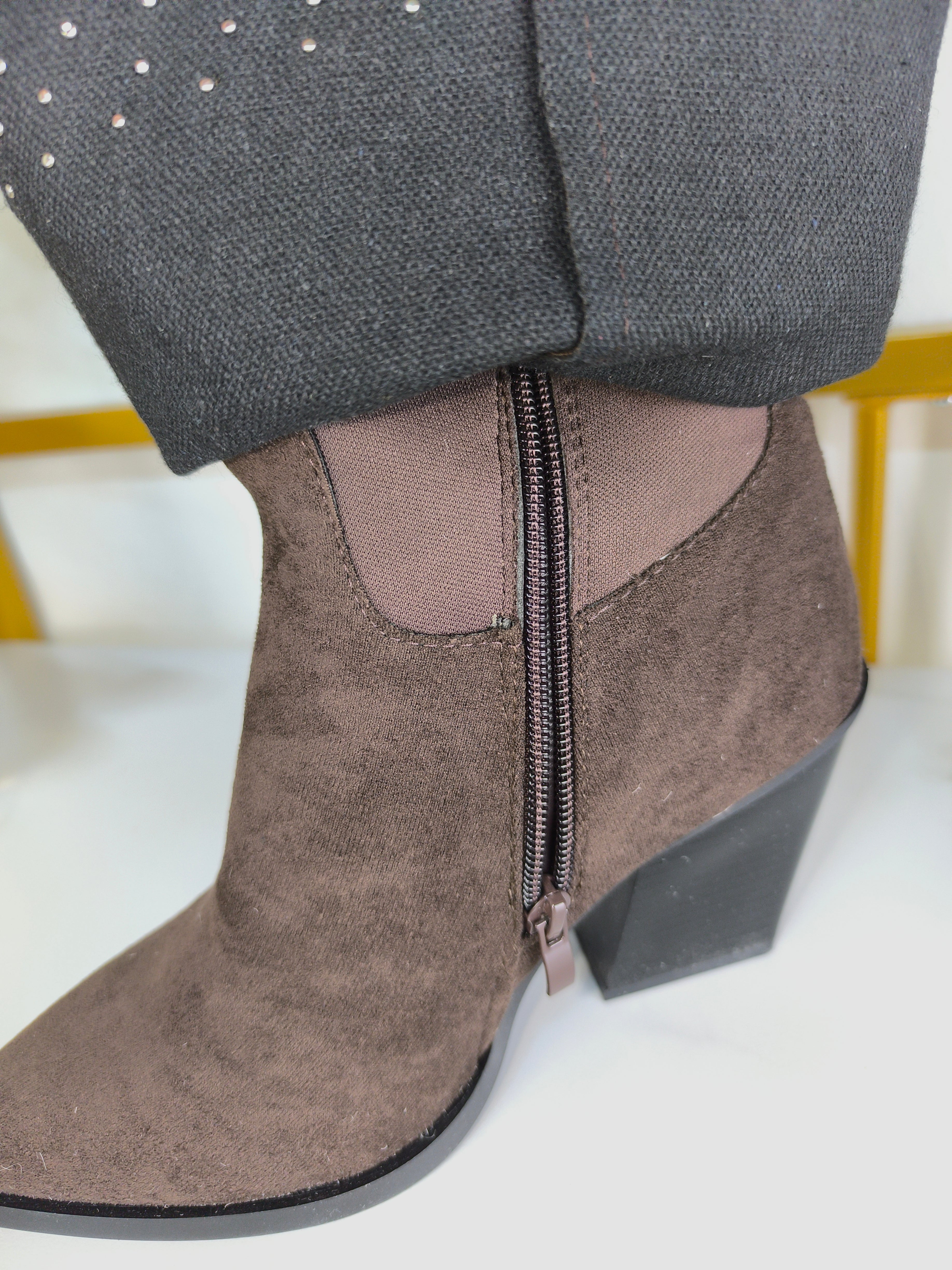 Coole Langschaft Stiefel im Western Style schoko (36-41)