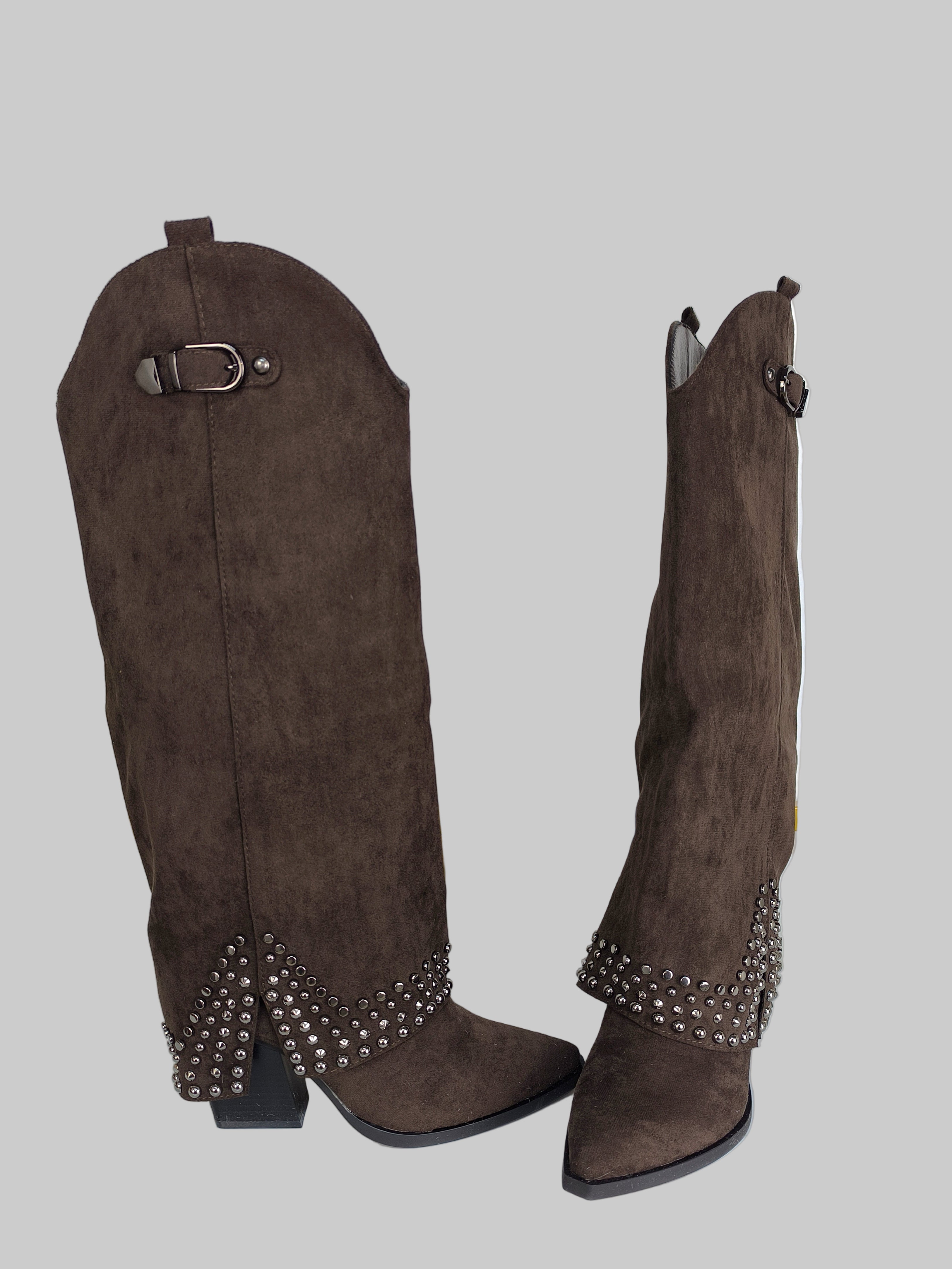 Coole Langschaft Stiefel im Western Style schoko (36-41)