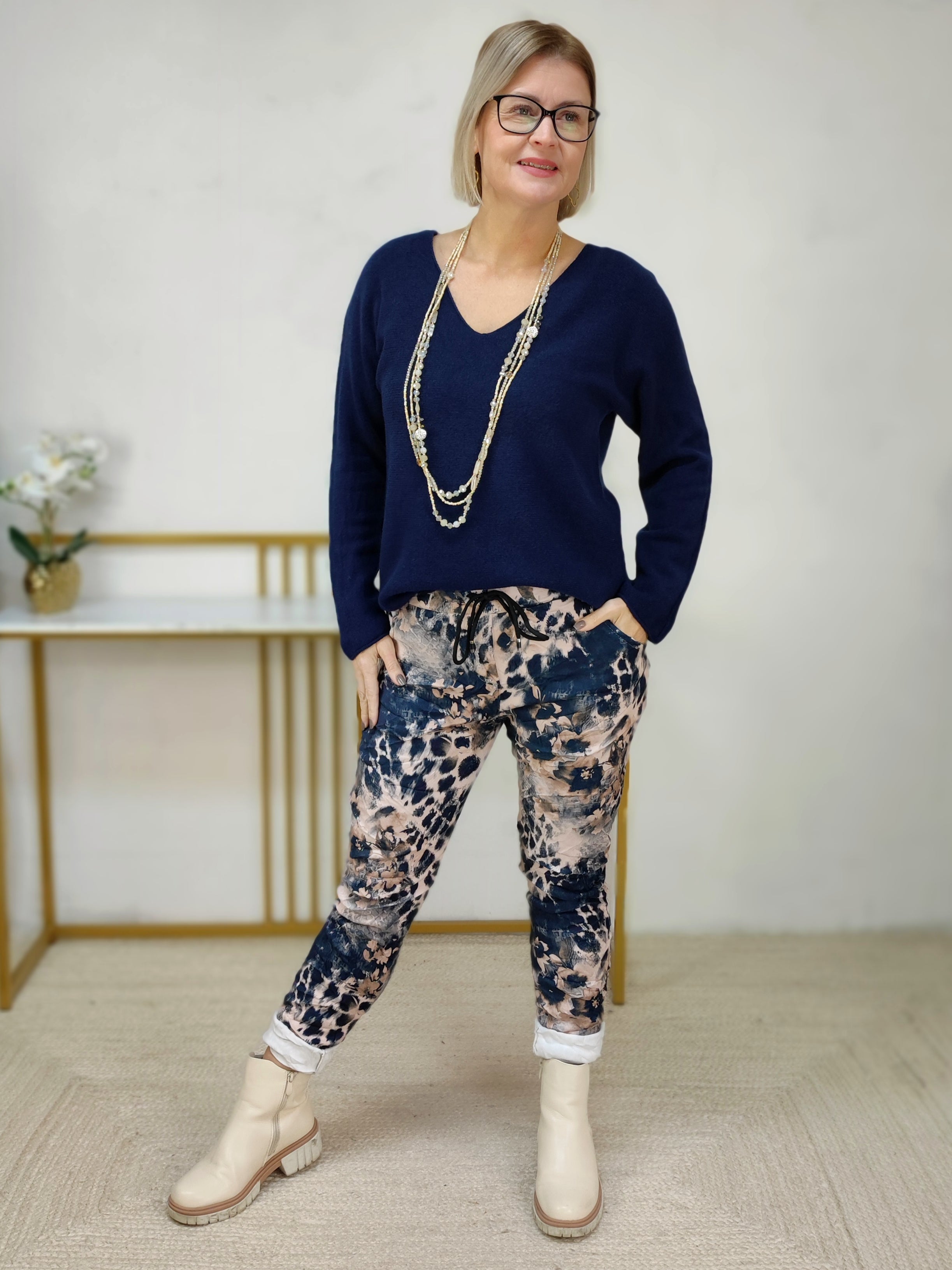 Feinstrick Pullover unifarben dunkelblau (36-42)